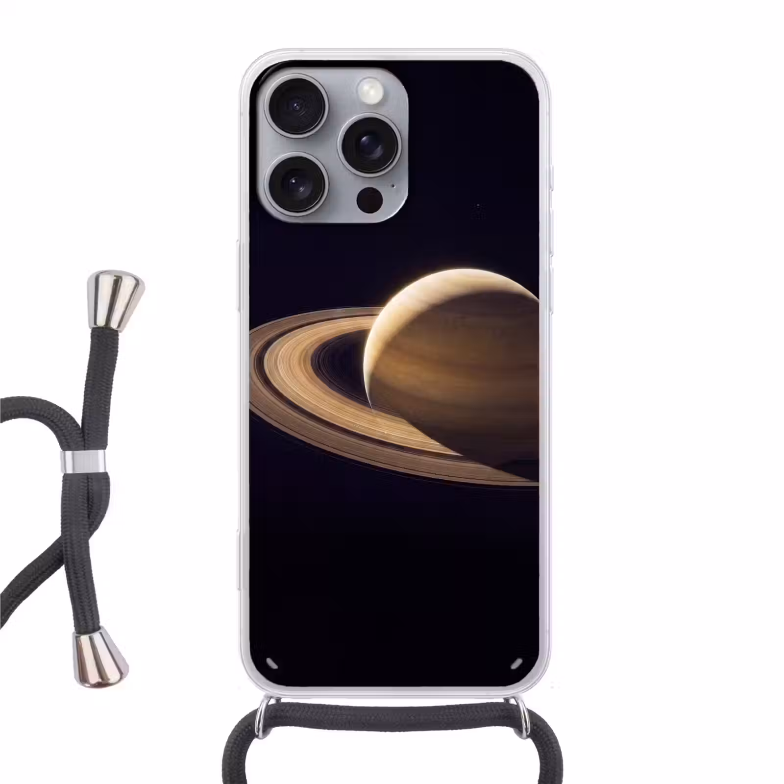 Phone case crossbody - Planet - Rings - Space - Planeet - Ringen - Ruimte Hoesje iPhone 16 Pro Max met koord klein