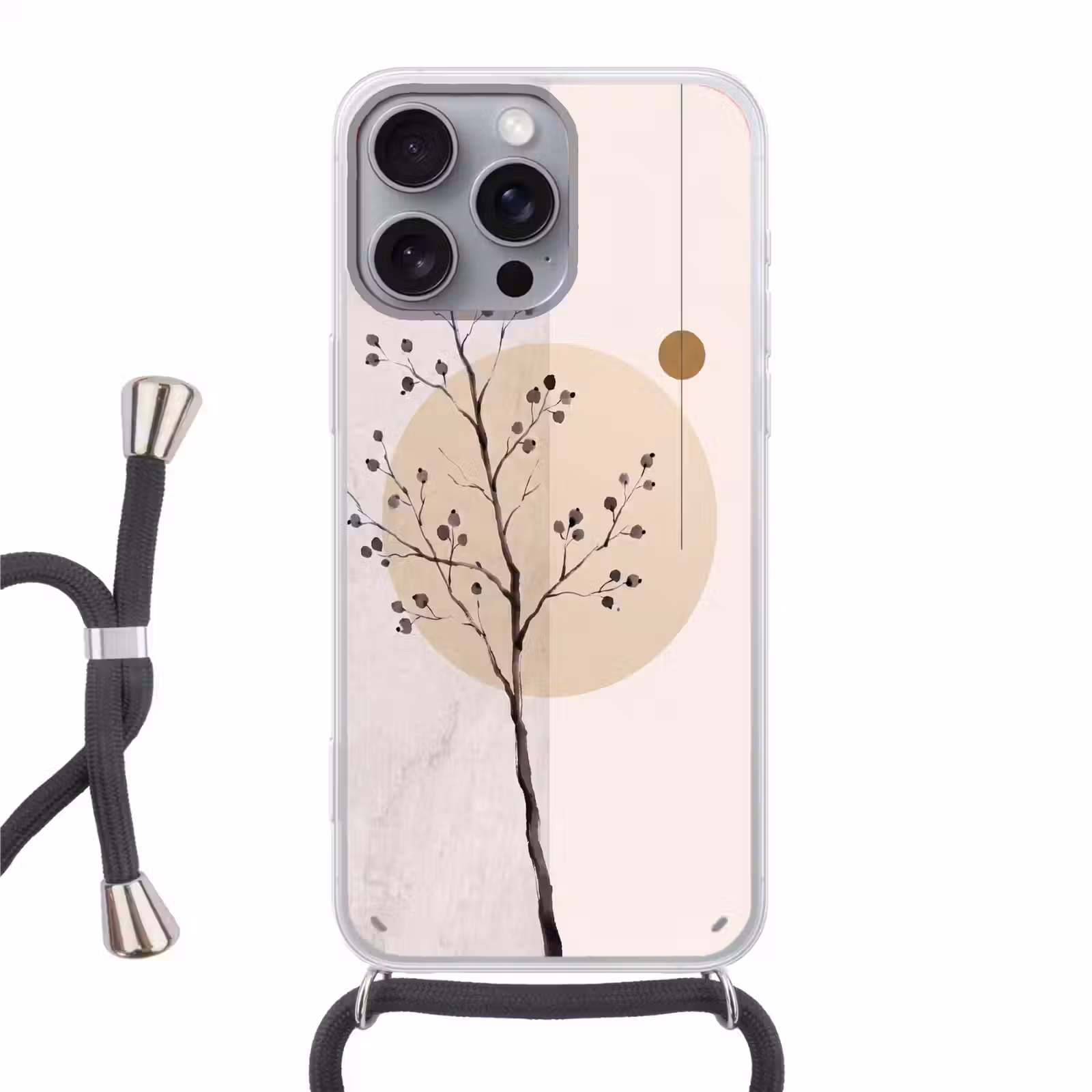 Phone case crossbody - Plant - Abstract - Beige - Plant - Abstract - Beige Hoesje iPhone 16 Pro Max met koord klein