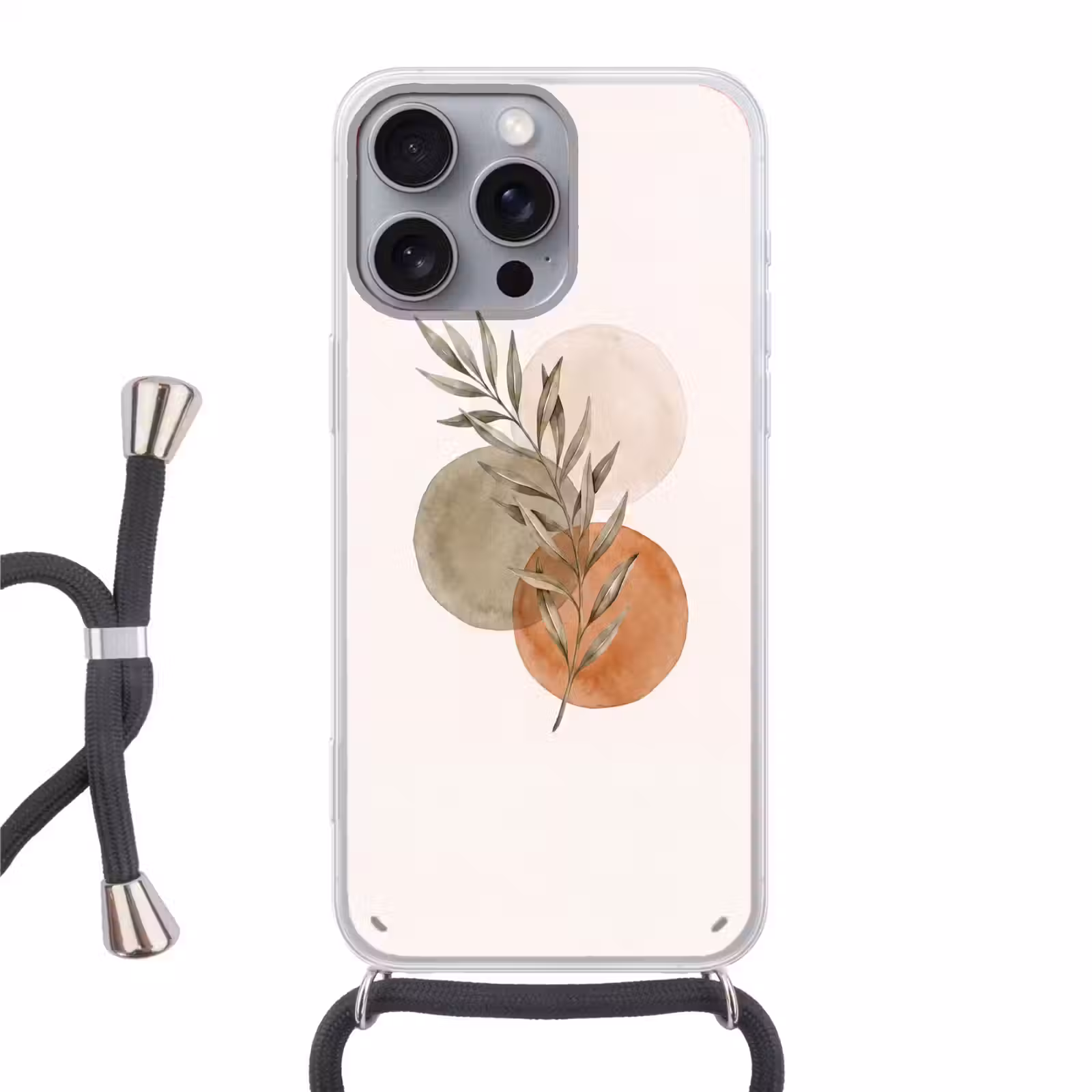 Phone case crossbody - Plant - Circles - Abstract - Plant - Cirkels - Abstract Hoesje iPhone 16 Pro Max met koord klein