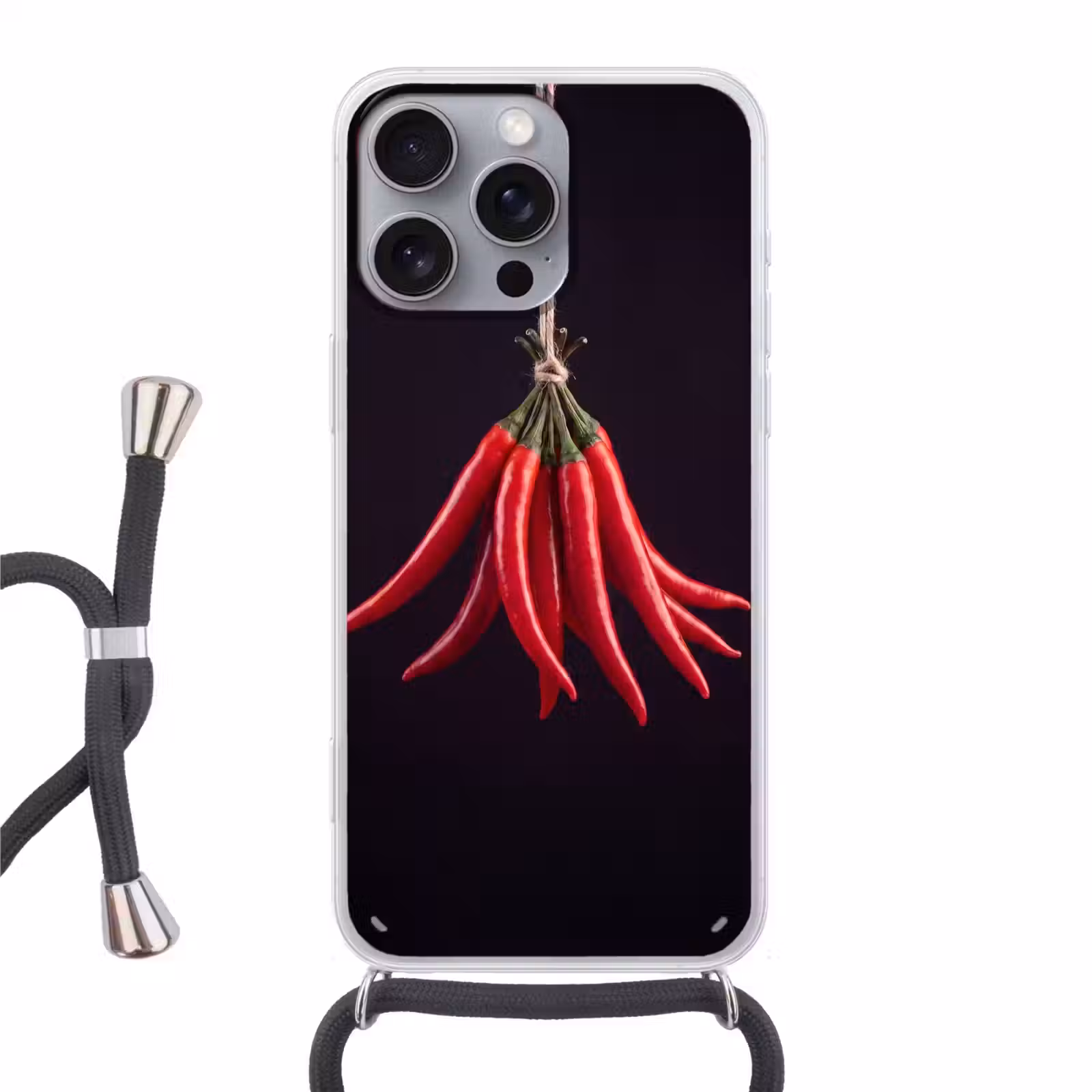 Phone case crossbody - Red Pepper - Food - Rode peper - Eten Hoesje iPhone 16 Pro Max met koord klein