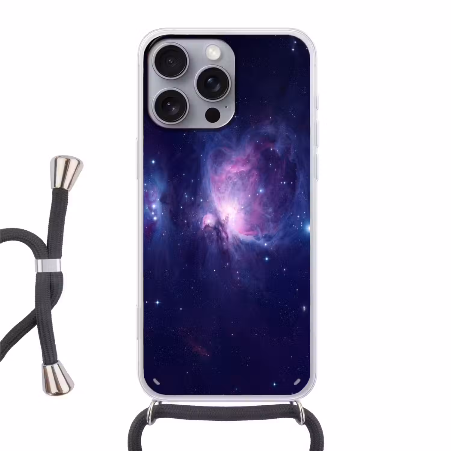 Ruimte - Sterren - Kleurrijk Hoesje iPhone 16 Pro Max met koord klein -3d