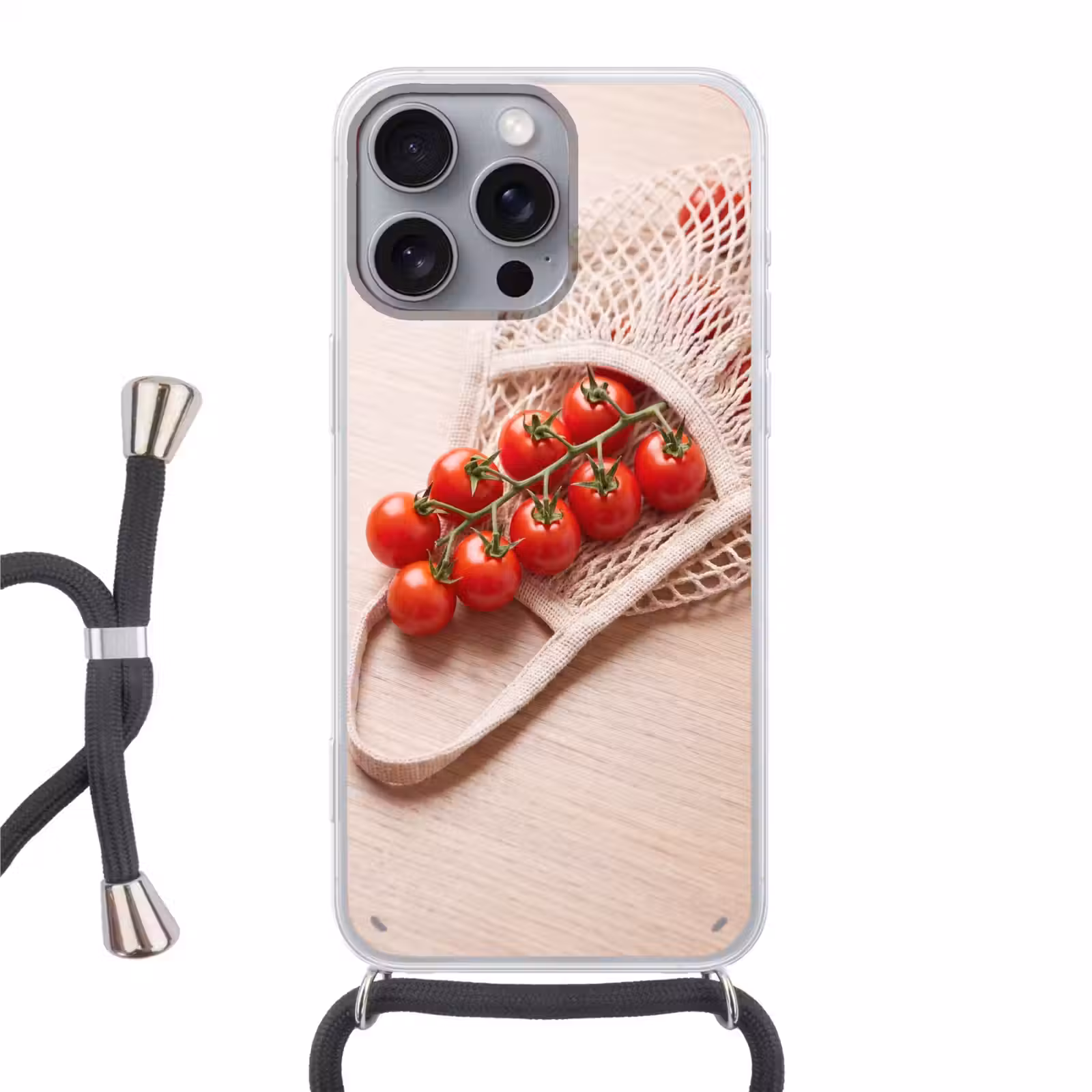 Phone case crossbody - Tomatoes - Fresh - Food - Tomaten - Vers - Eten Hoesje iPhone 16 Pro Max met koord klein