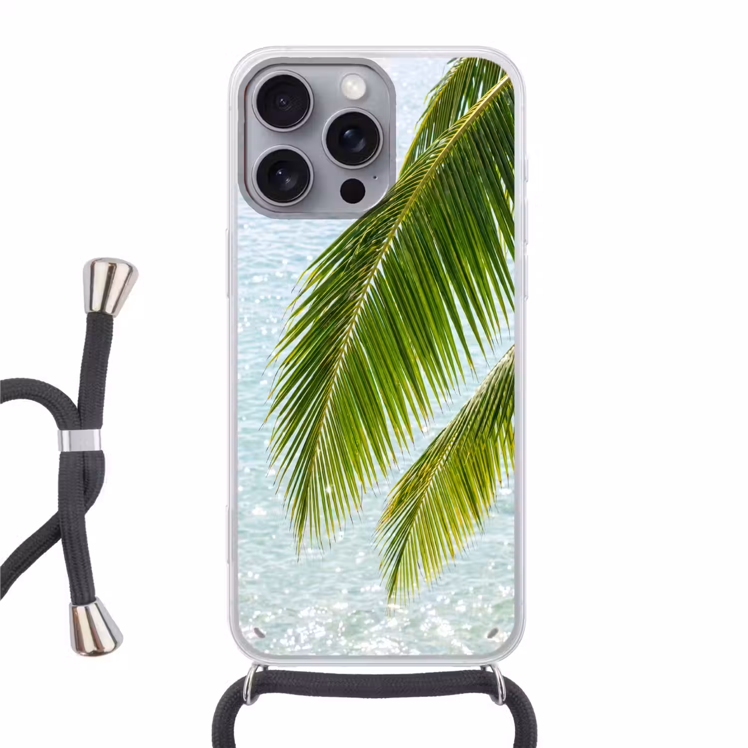 Boom - Bladeren - Water - Tropisch - Groen Hoesje iPhone 16 Pro Max met koord klein -3d