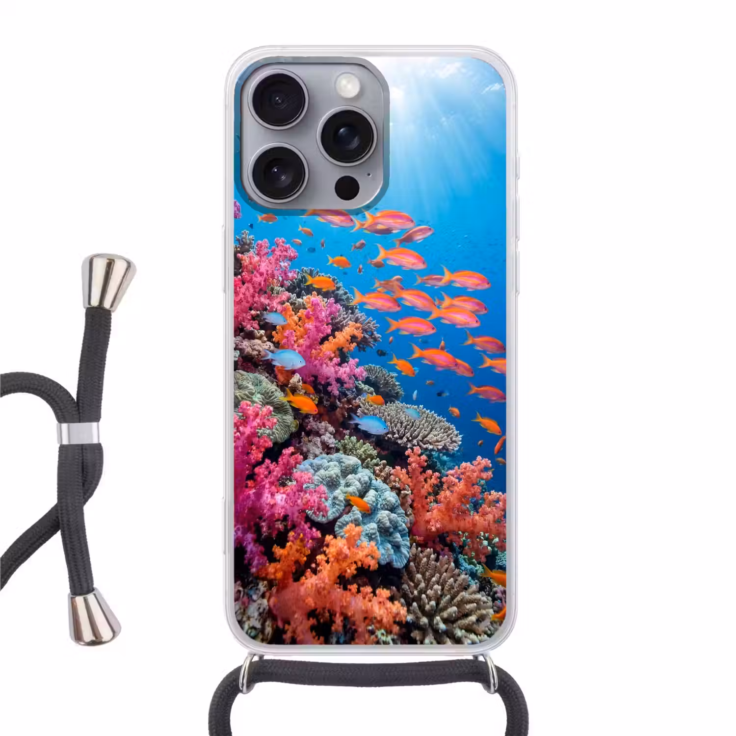 Onderwater - Koraalrif - Vissen - Oceaan - Natuur Hoesje iPhone 16 Pro Max met koord klein -3d