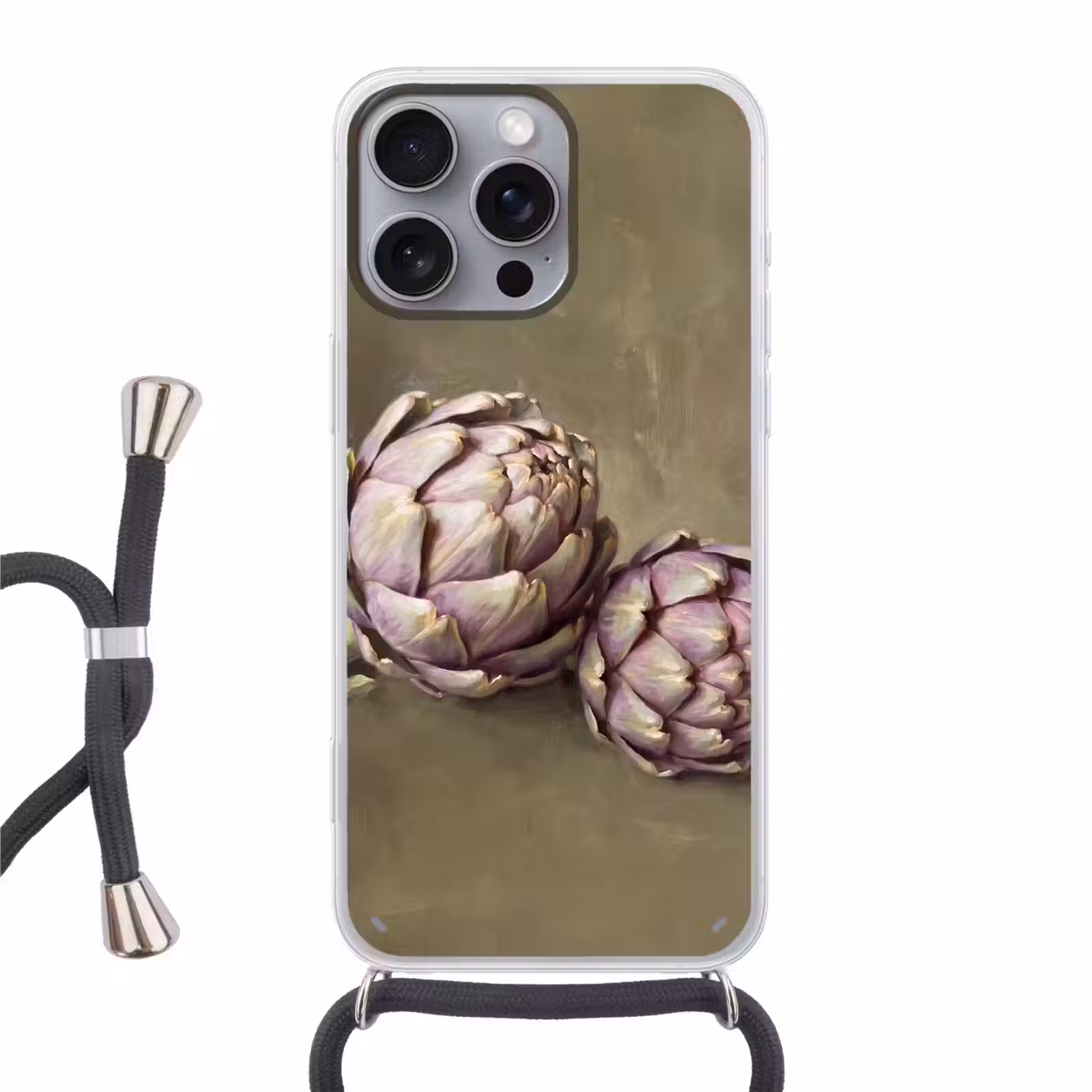 Phone case crossbody - Vegetables - Still Life - Painting - Groente - Stilleven - Schilderij Hoesje iPhone 16 Pro Max met koord klein