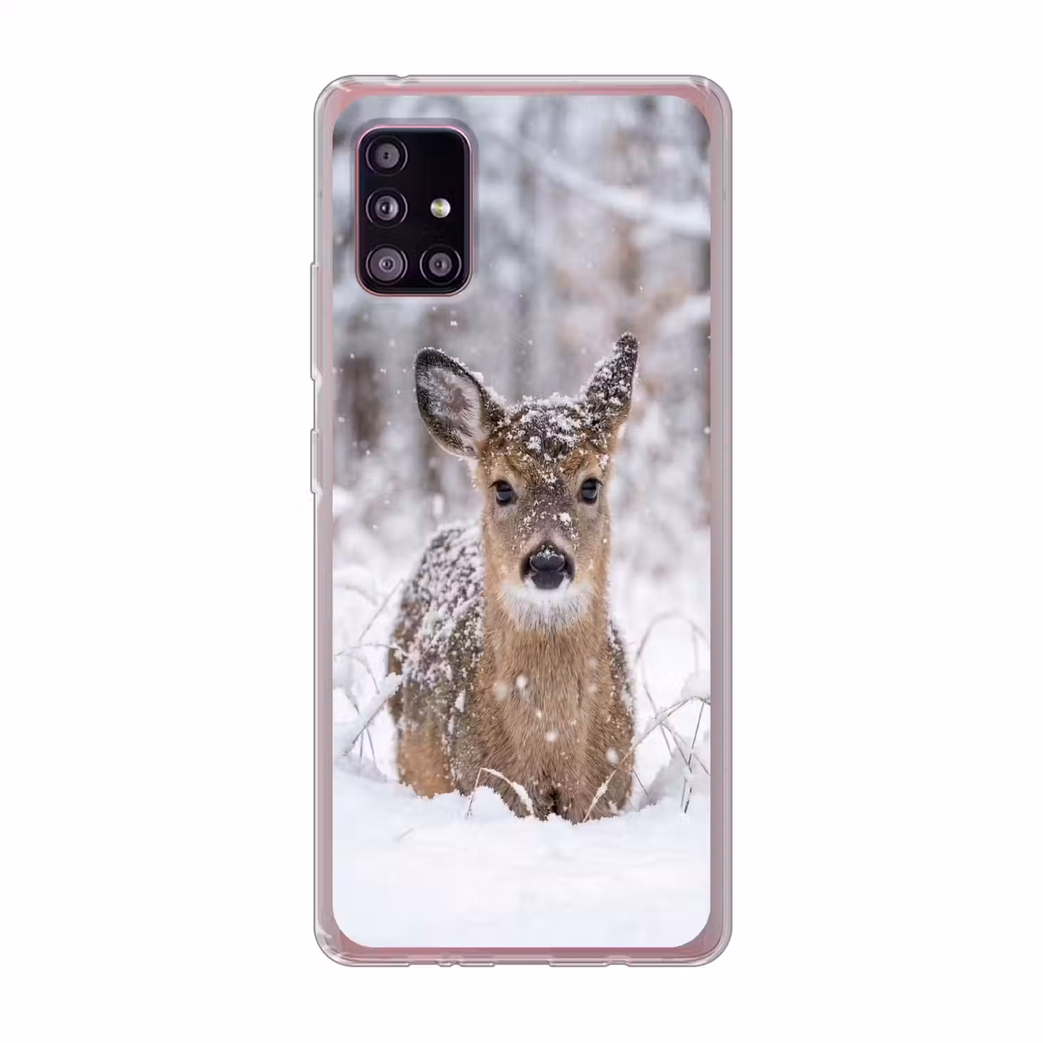 Hert - Sneeuw - Bos - Dieren - Vertederend Telefoonhoesje Samsung Galaxy A51 5G klein -3d
