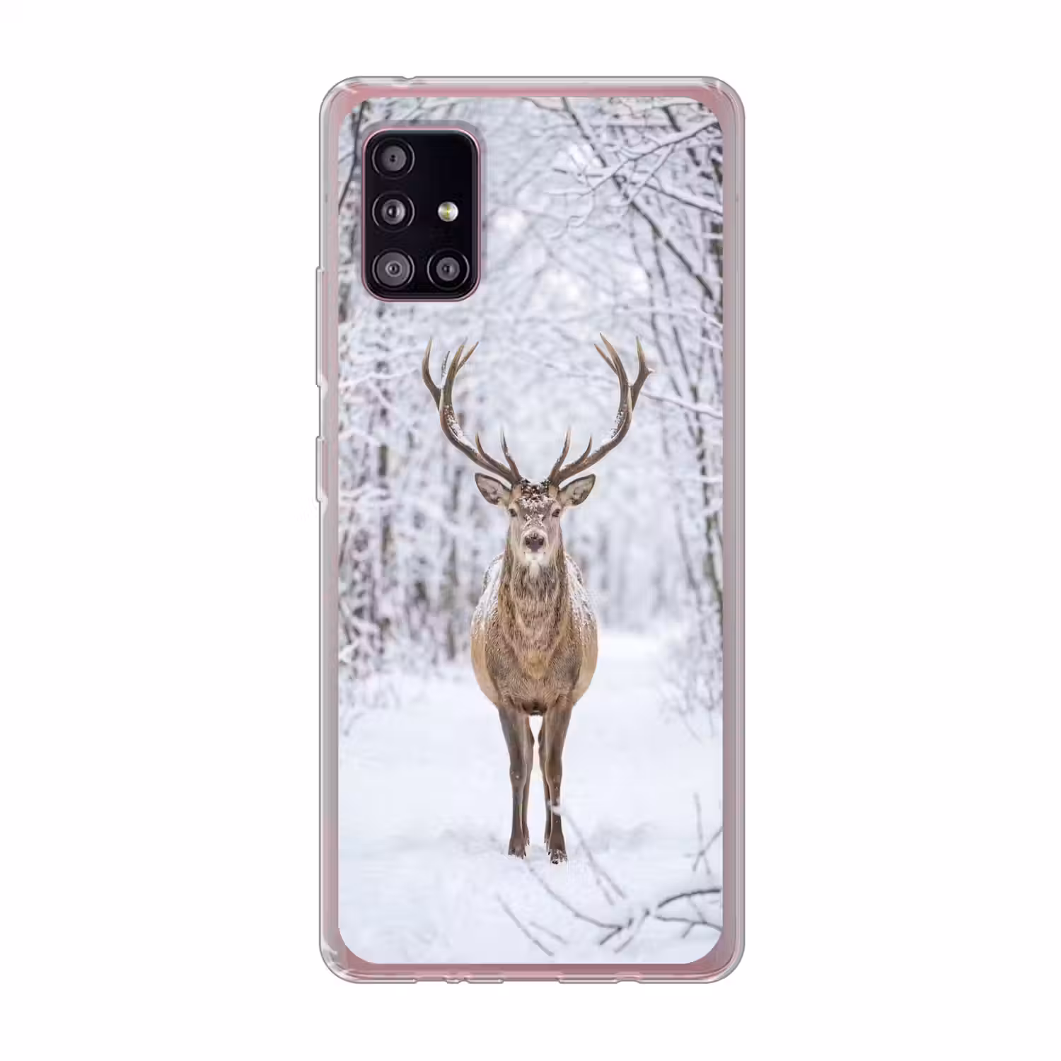 Hert - Winter - Bos - Natuur - Wit Telefoonhoesje Samsung Galaxy A51 5G klein -3d