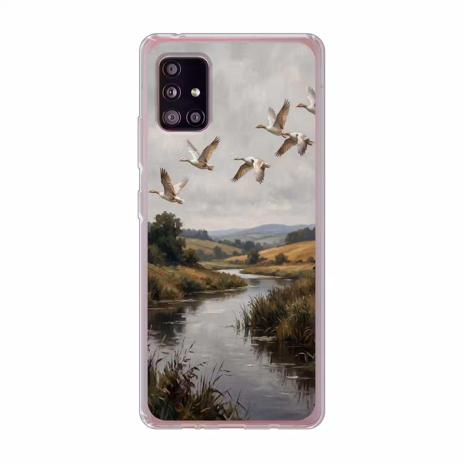 Eenden - Rivier - Landschap - Vlucht - Nostalgisch Telefoonhoesje Samsung Galaxy A51 5G klein -3d