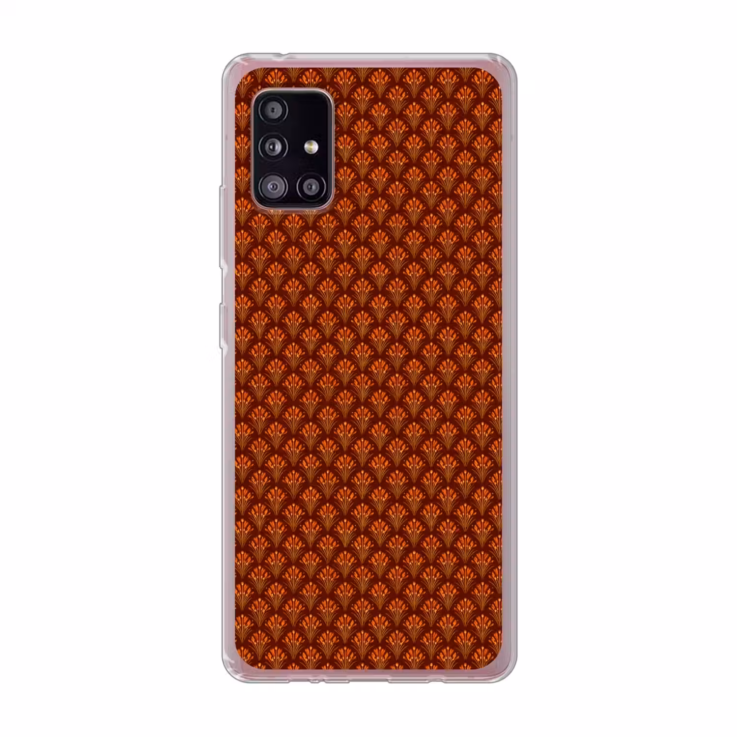 Waaiers - Art Deco - Botanisch - Roestbruin - Oranje Telefoonhoesje Samsung Galaxy A51 5G klein 373 -3d