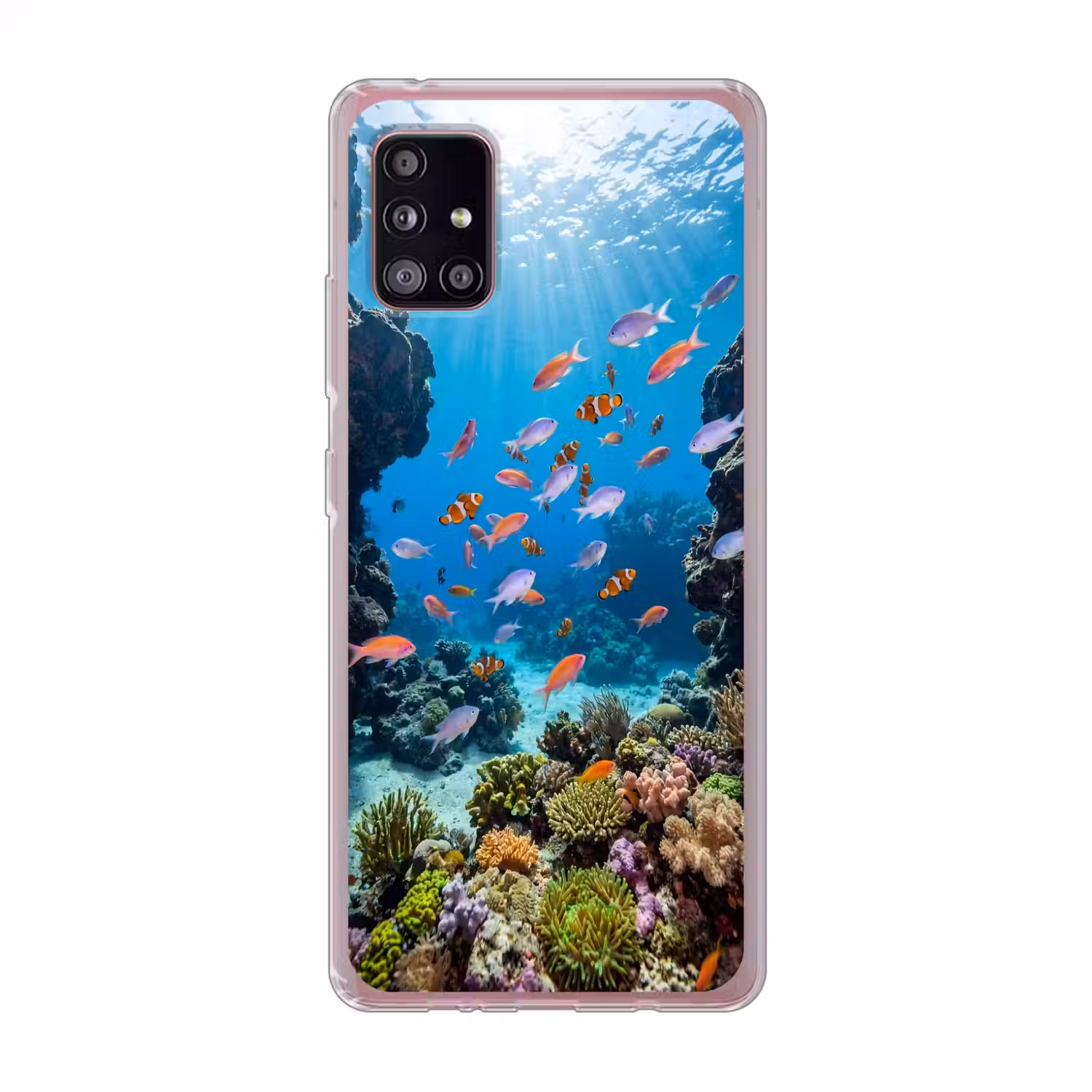 Vis - Koraalrif - Onderwater - Levendig - Blauw Telefoonhoesje Samsung Galaxy A51 5G klein -3d