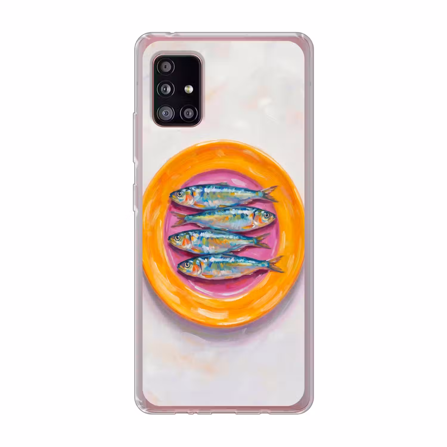 Vis - Vier - Eten - Modern - Kleurrijk Telefoonhoesje Samsung Galaxy A51 5G klein -3d