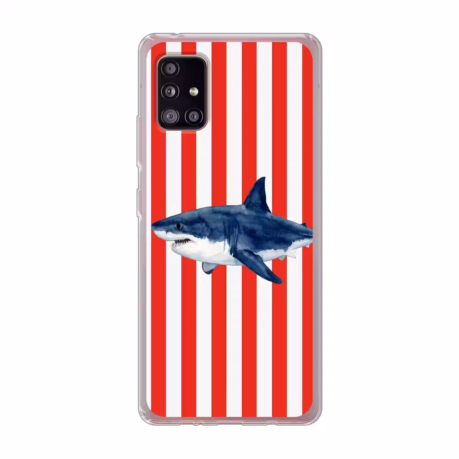Vis - Haai - Zee - Illustratie - Blauw Telefoonhoesje Samsung Galaxy A51 5G klein -3d