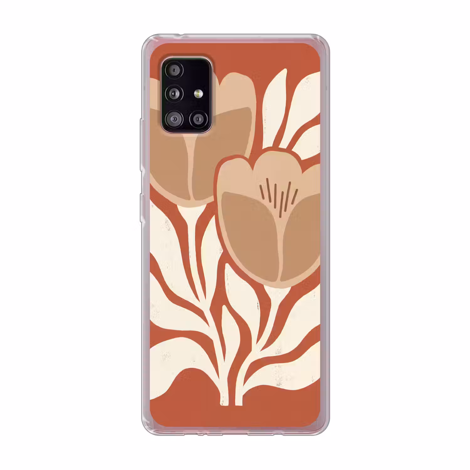 Bloemen - Abstract - Modern - Beige - Natuur Telefoonhoesje Samsung Galaxy A51 5G klein -3d