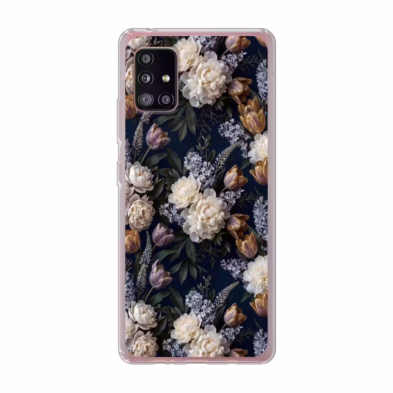 Bloemen - Donker - Elegant - Natuur - Wit Telefoonhoesje Samsung Galaxy A51 5G klein -3d