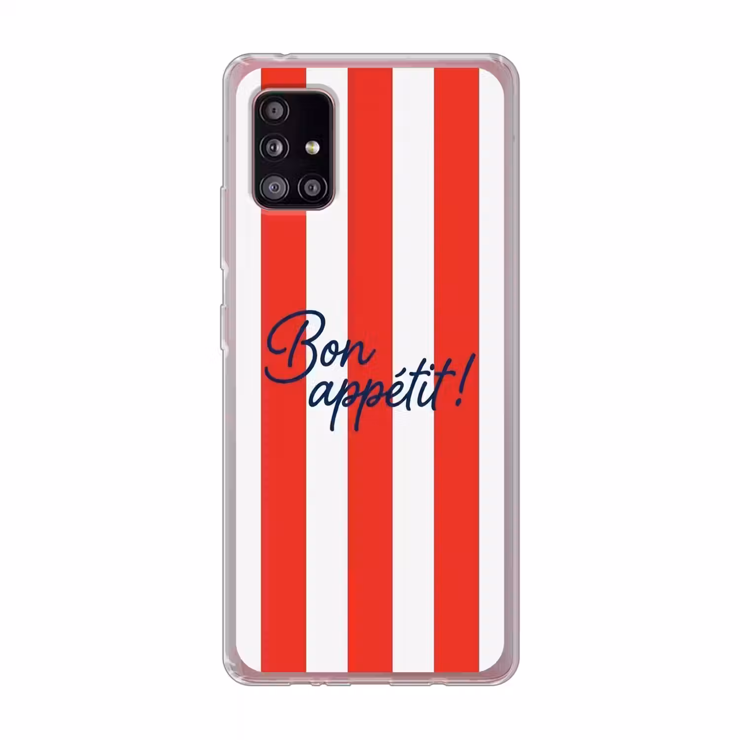 Eten - Spreuk - Keuken - Grafisch - Rood-Wit Telefoonhoesje Samsung Galaxy A51 5G klein -3d