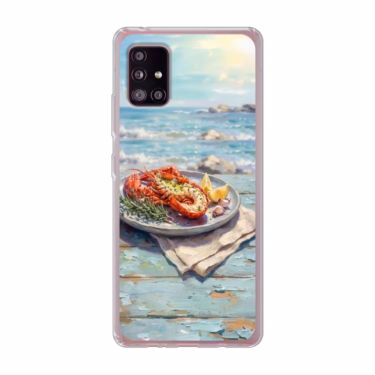 Eten - Zee - Kust - Modern - Blauw Telefoonhoesje Samsung Galaxy A51 5G klein -3d