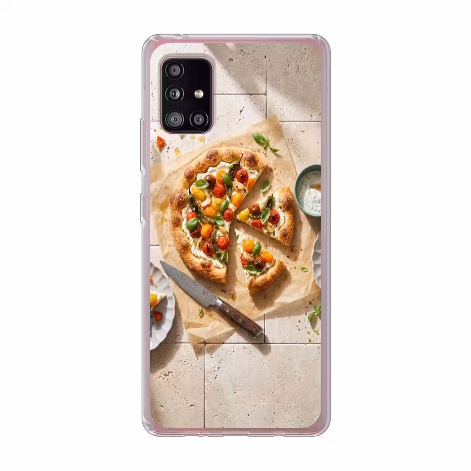 Eten - Tomaten - Basilicum - Maaltijd - Vers Telefoonhoesje Samsung Galaxy A51 5G klein -3d