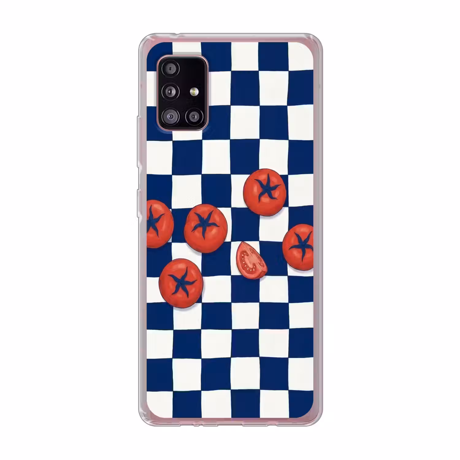 Eten - Tomaten - Keuken - Illustratie - Rood-Blauw Telefoonhoesje Samsung Galaxy A51 5G klein -3d