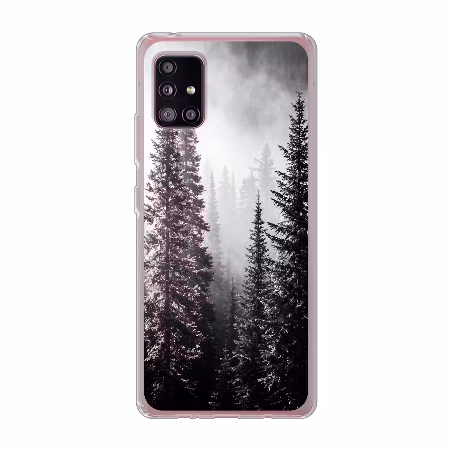 Bos - Mist - Winter - Monochroom - Natuur Telefoonhoesje Samsung Galaxy A51 5G klein -3d