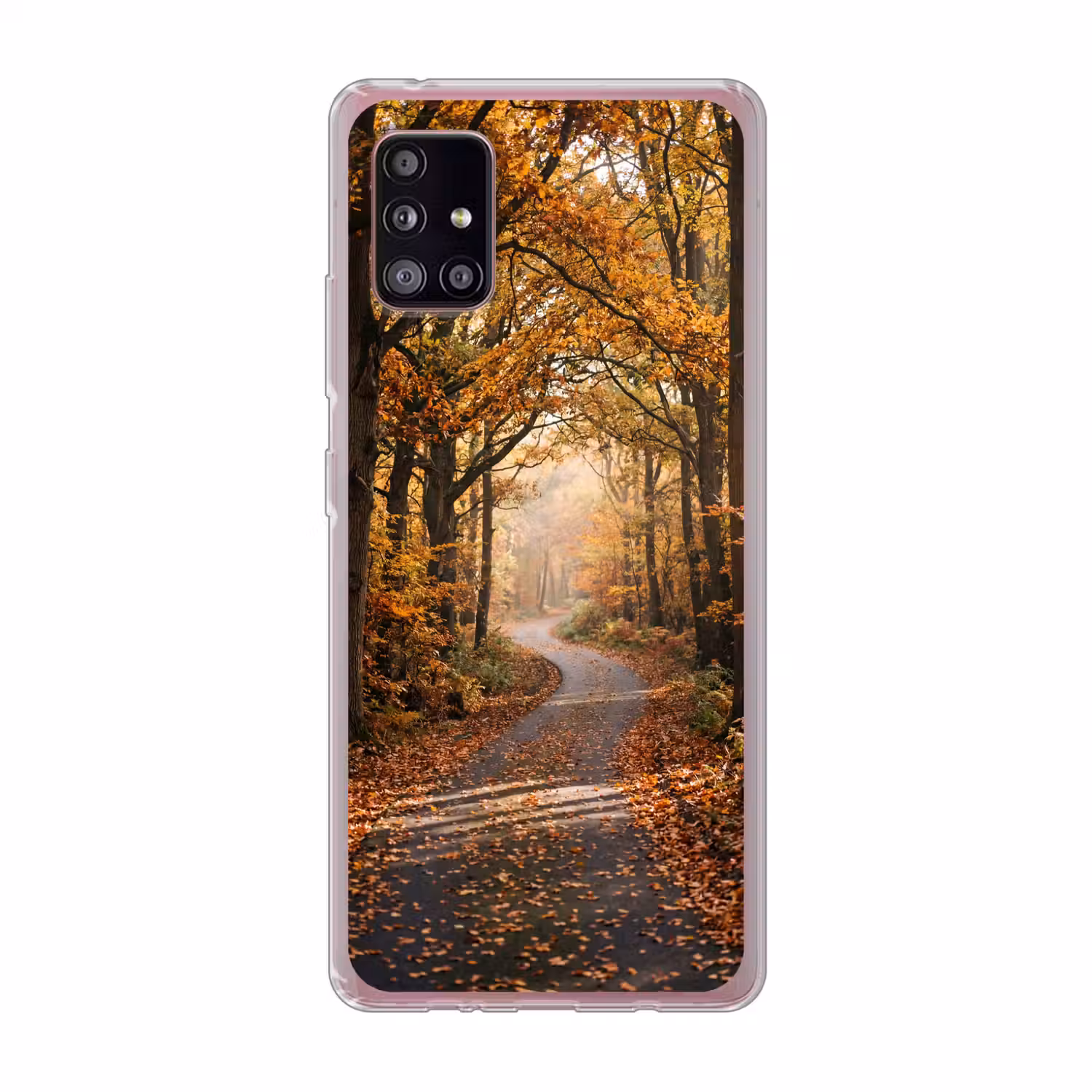 Bospad - Herfstbos - Bladeren - Oranje - Nostalgisch Telefoonhoesje Samsung Galaxy A51 5G klein -3d