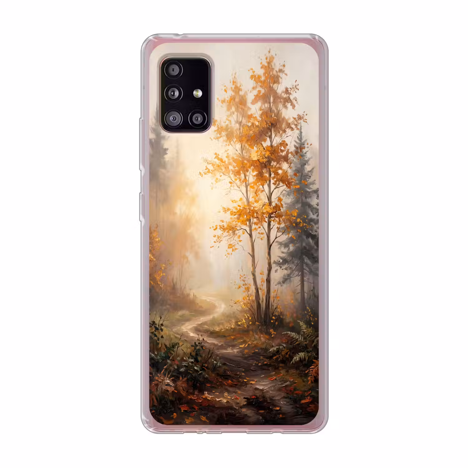 Bospad - Herfstbladeren - Natuur - Schilderachtig - Oranje Telefoonhoesje Samsung Galaxy A51 5G klein -3d