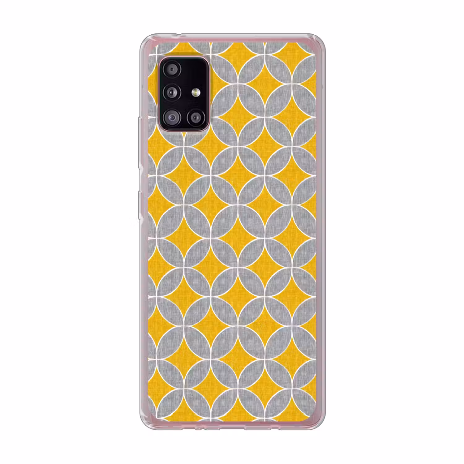 Geometrisch - Cirkels - Textuur - Grijs - Geel Telefoonhoesje Samsung Galaxy A51 5G klein 373 -3d