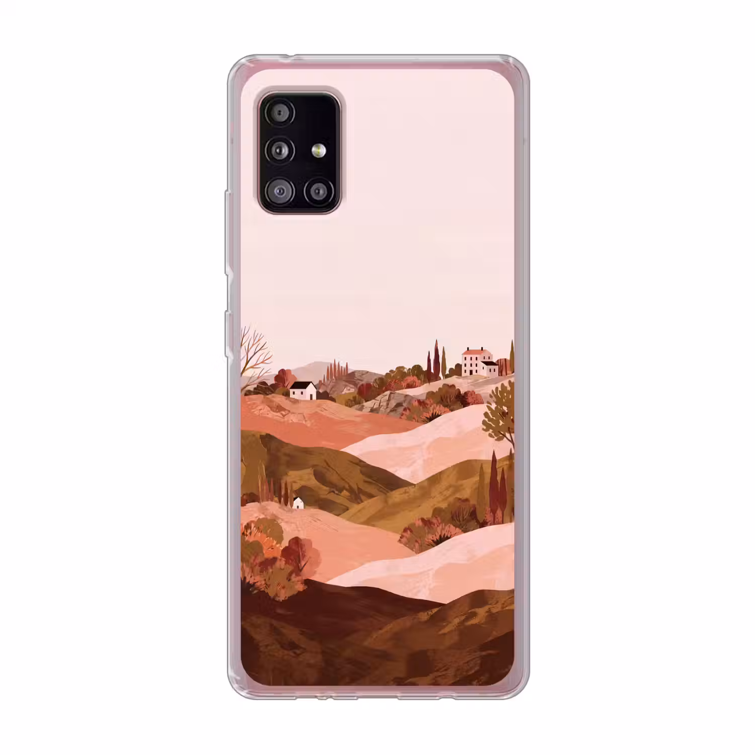 Heuvellandschap - Grafisch - Terracotta Telefoonhoesje Samsung Galaxy A51 5G klein -3d