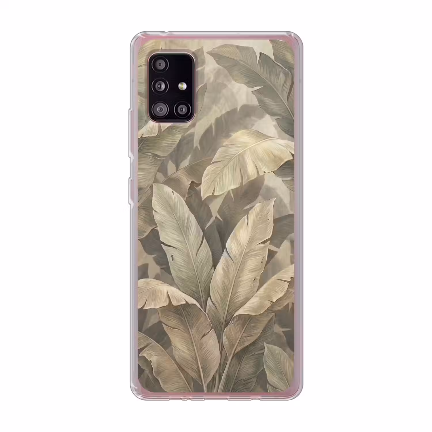 Bladeren - Tropisch - Natuur - Modern - Beige Telefoonhoesje Samsung Galaxy A51 5G klein -3d