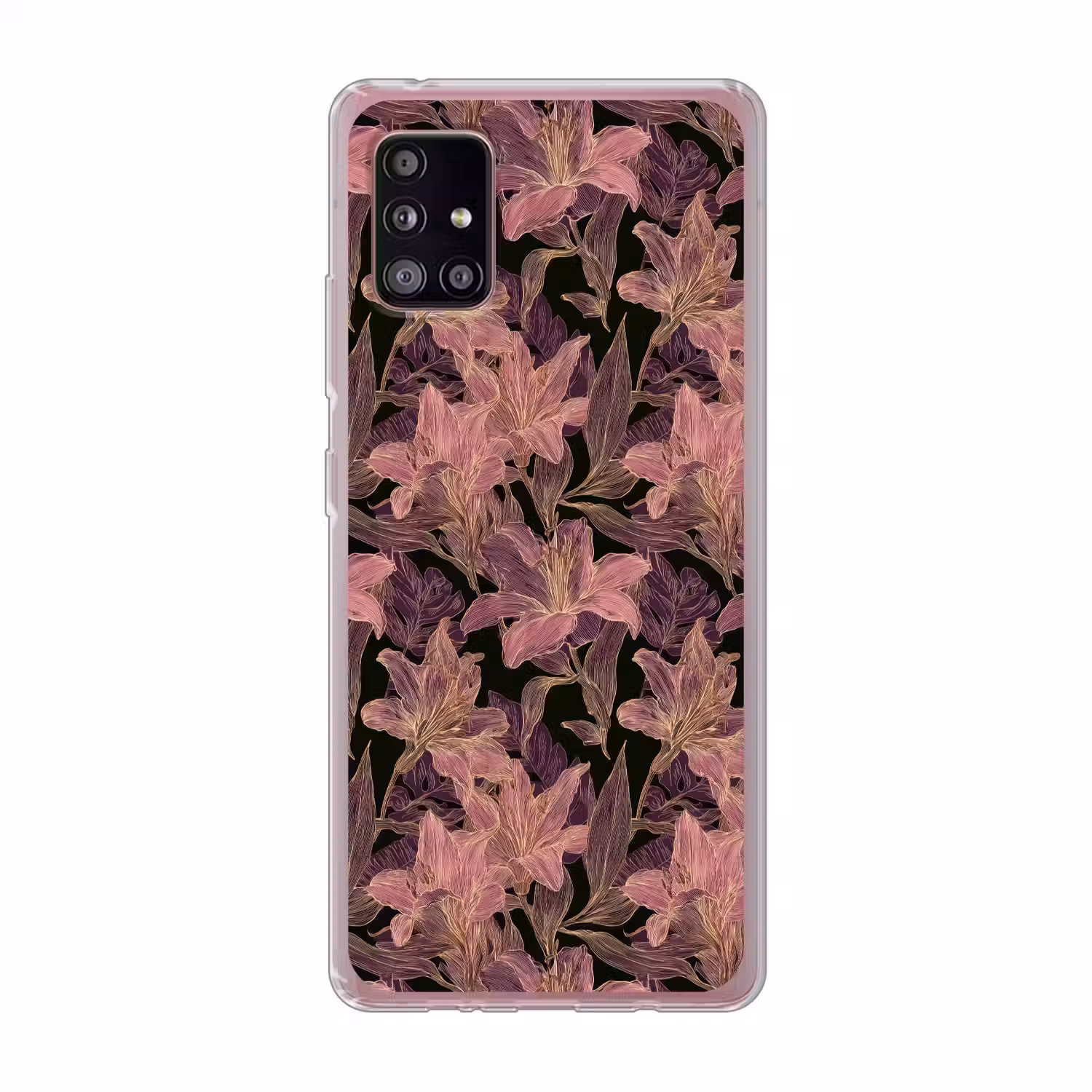 Lelies - Patroon - Paars - Goud Telefoonhoesje Samsung Galaxy A51 5G klein 373 -3d