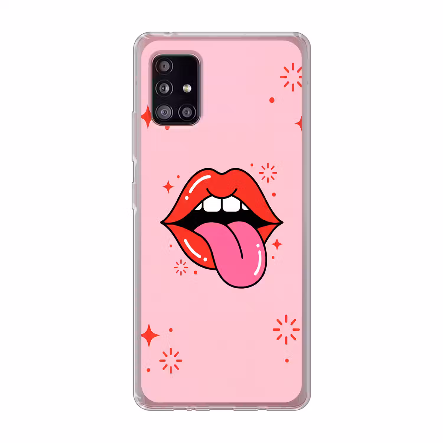 Lippen - Tong - Pop-art - Kleurrijk - Roze Telefoonhoesje Samsung Galaxy A51 5G klein -3d