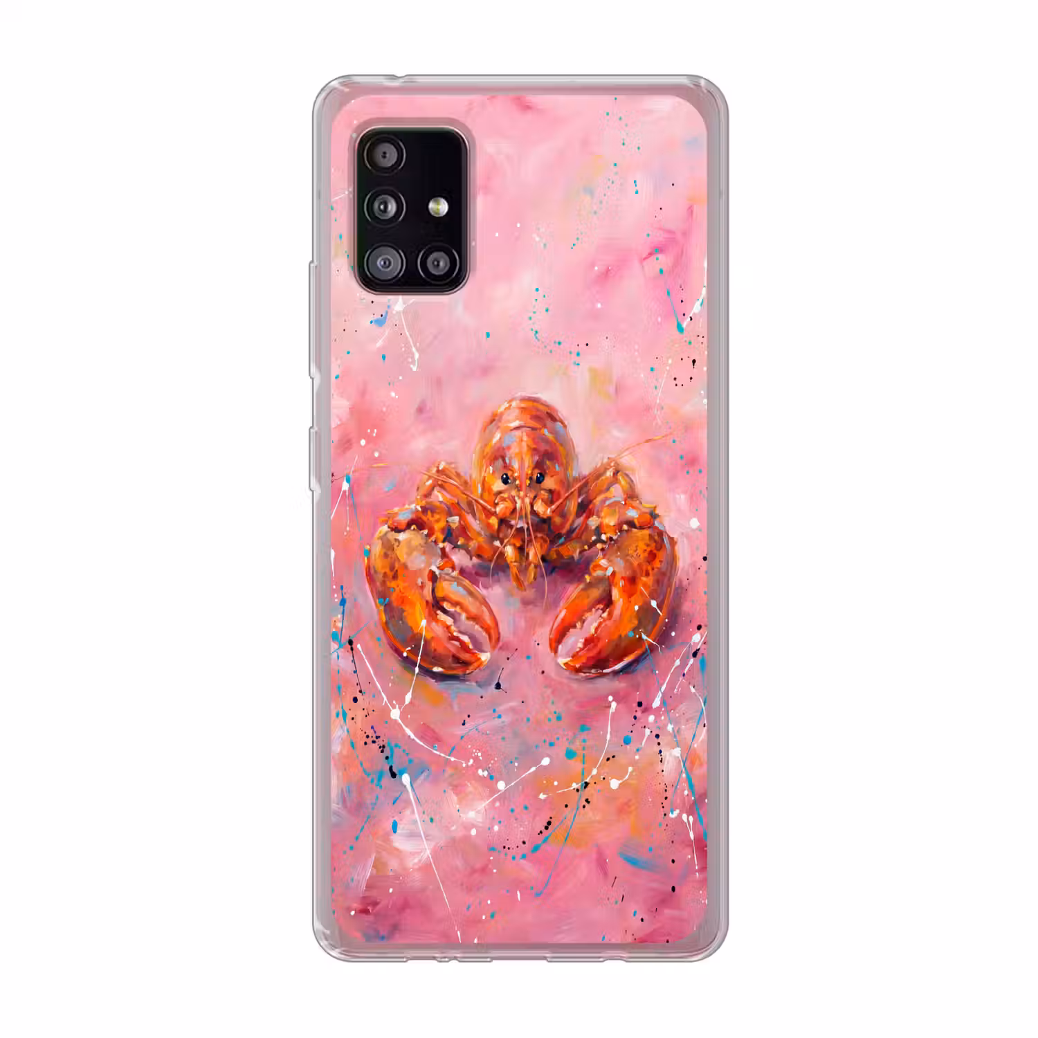 Zeeleven - Kreeft - Spatters - Abstract - Roze Telefoonhoesje Samsung Galaxy A51 5G klein -3d