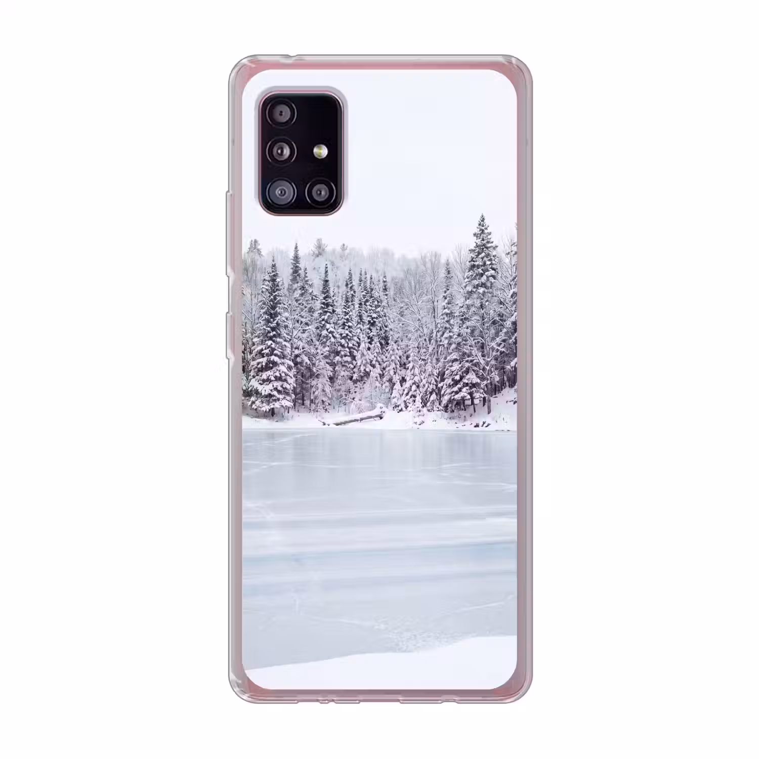 Meer - Dennen - IJs - Winter - Rustgevend Telefoonhoesje Samsung Galaxy A51 5G klein -3d