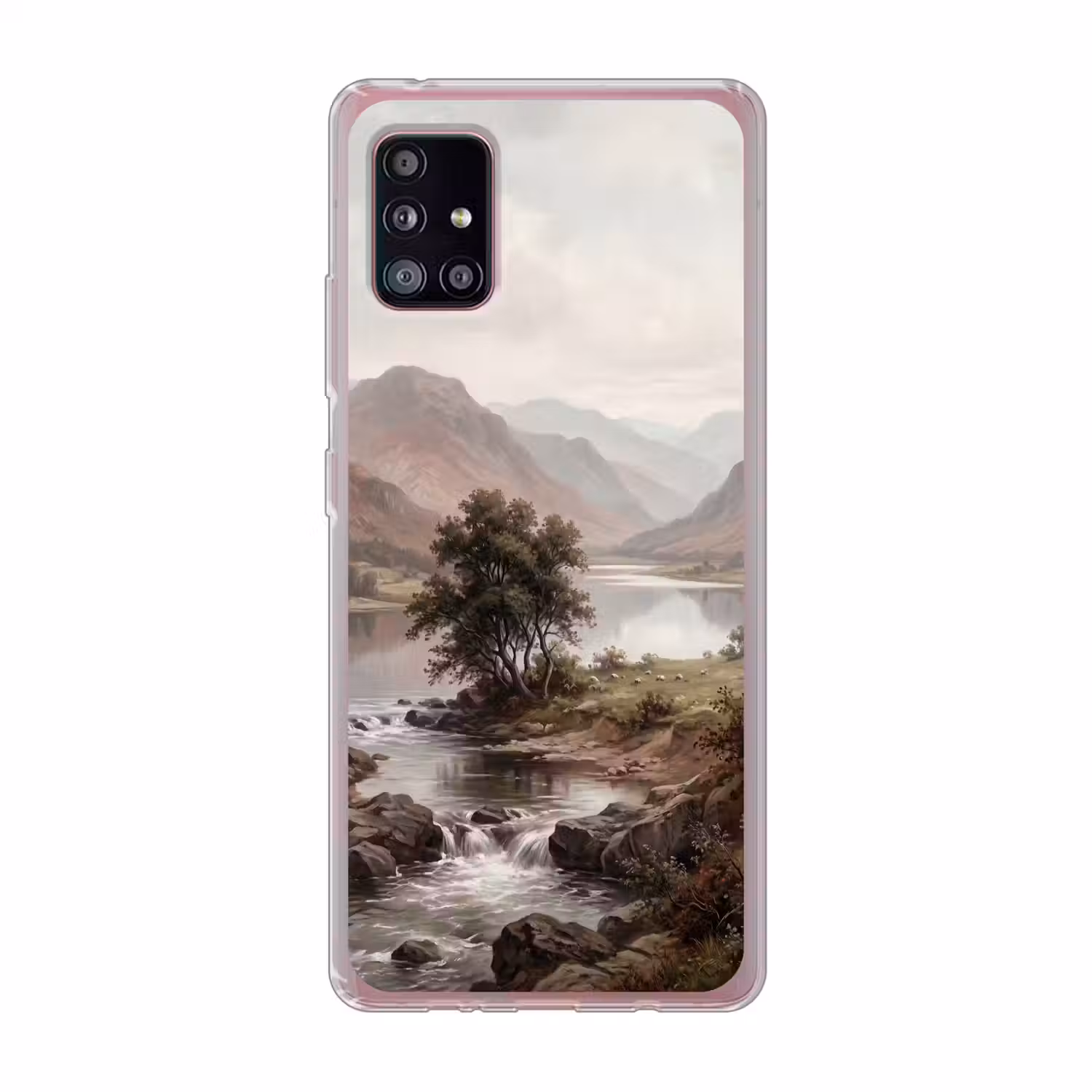Berglandschap - Meer - Bergen - Vallei - Klassiek Telefoonhoesje Samsung Galaxy A51 5G klein -3d