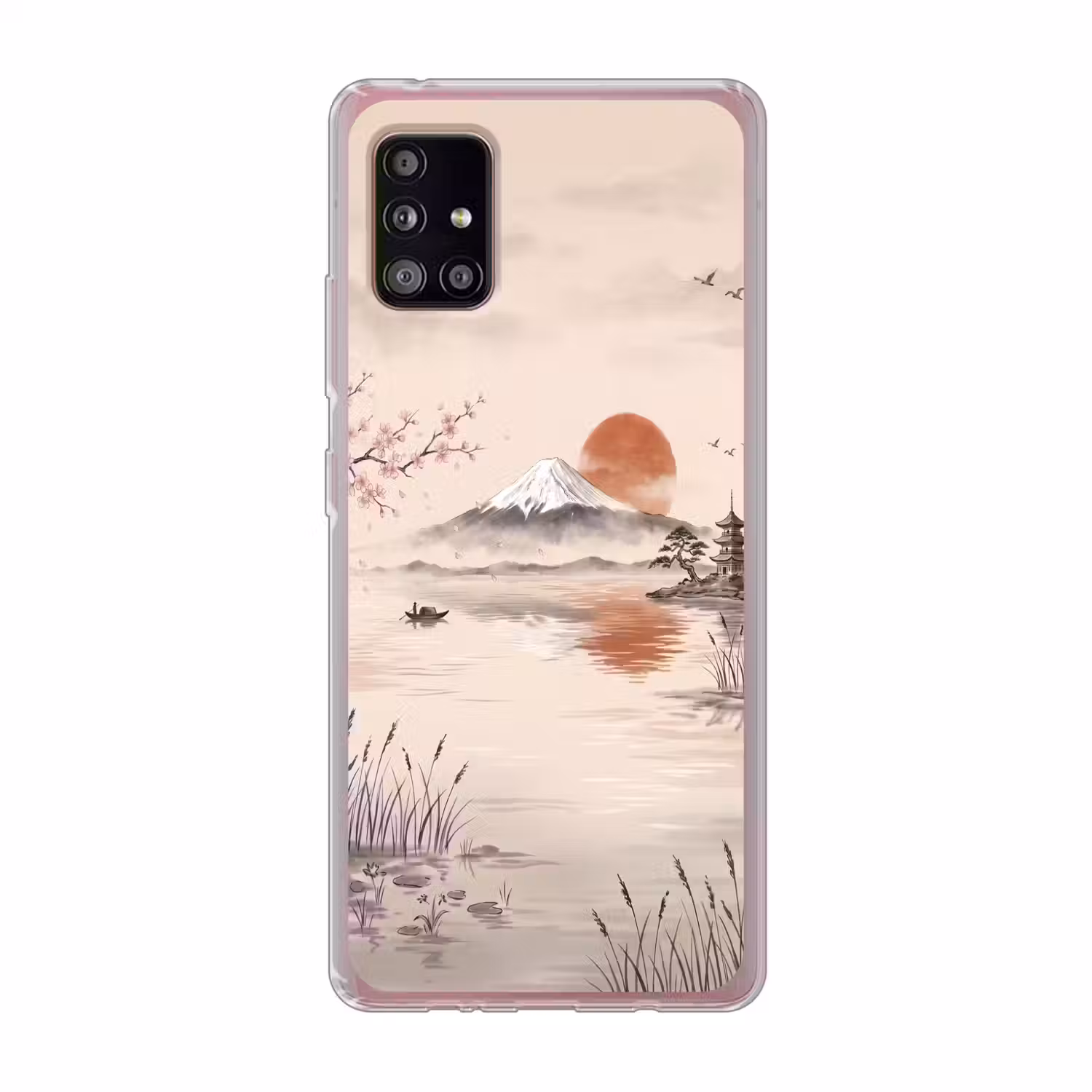 Bergtop - Meer - Bloesem Telefoonhoesje Samsung Galaxy A51 5G klein -3d