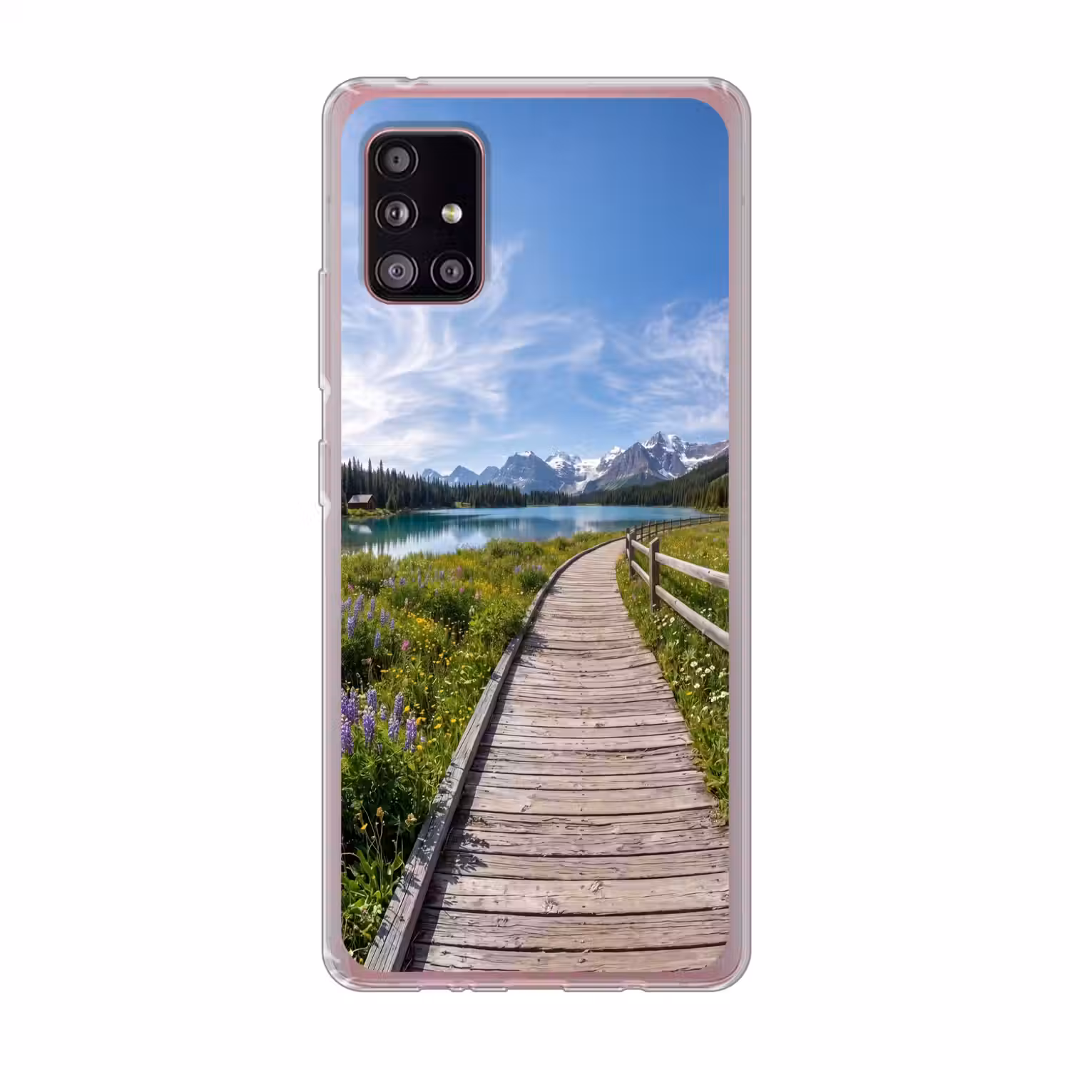Bergen - Meer - Landschap - Blauw Telefoonhoesje Samsung Galaxy A51 5G klein -3d