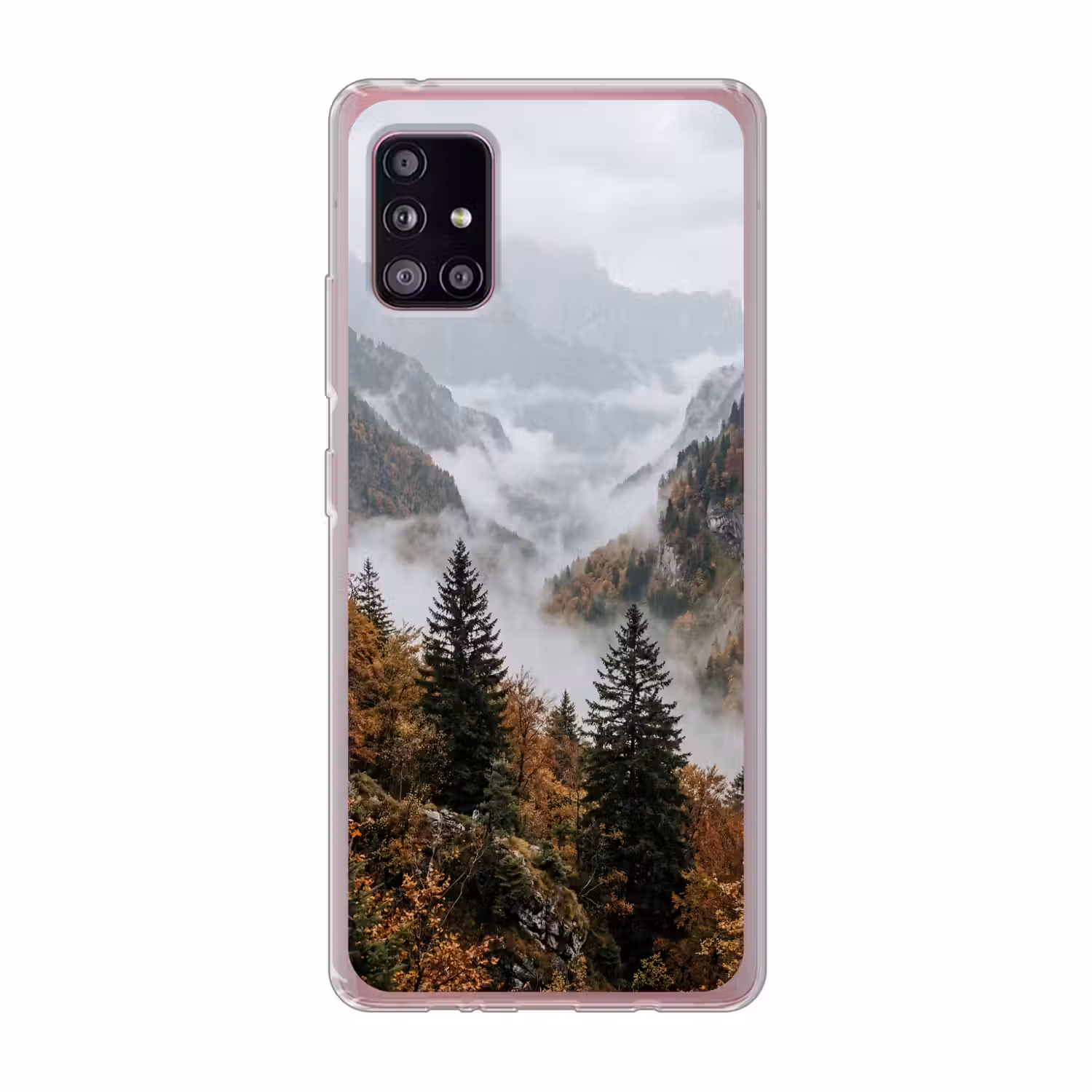 Bergen - Vallei - Mist - Herfst - Natuur Telefoonhoesje Samsung Galaxy A51 5G klein -3d