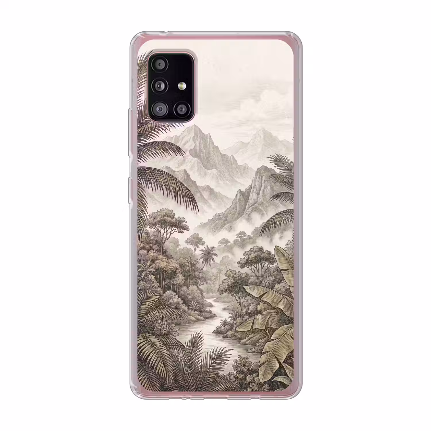 Natuur - Bergen - Rivier - Tropisch - Vintage Telefoonhoesje Samsung Galaxy A51 5G klein -3d