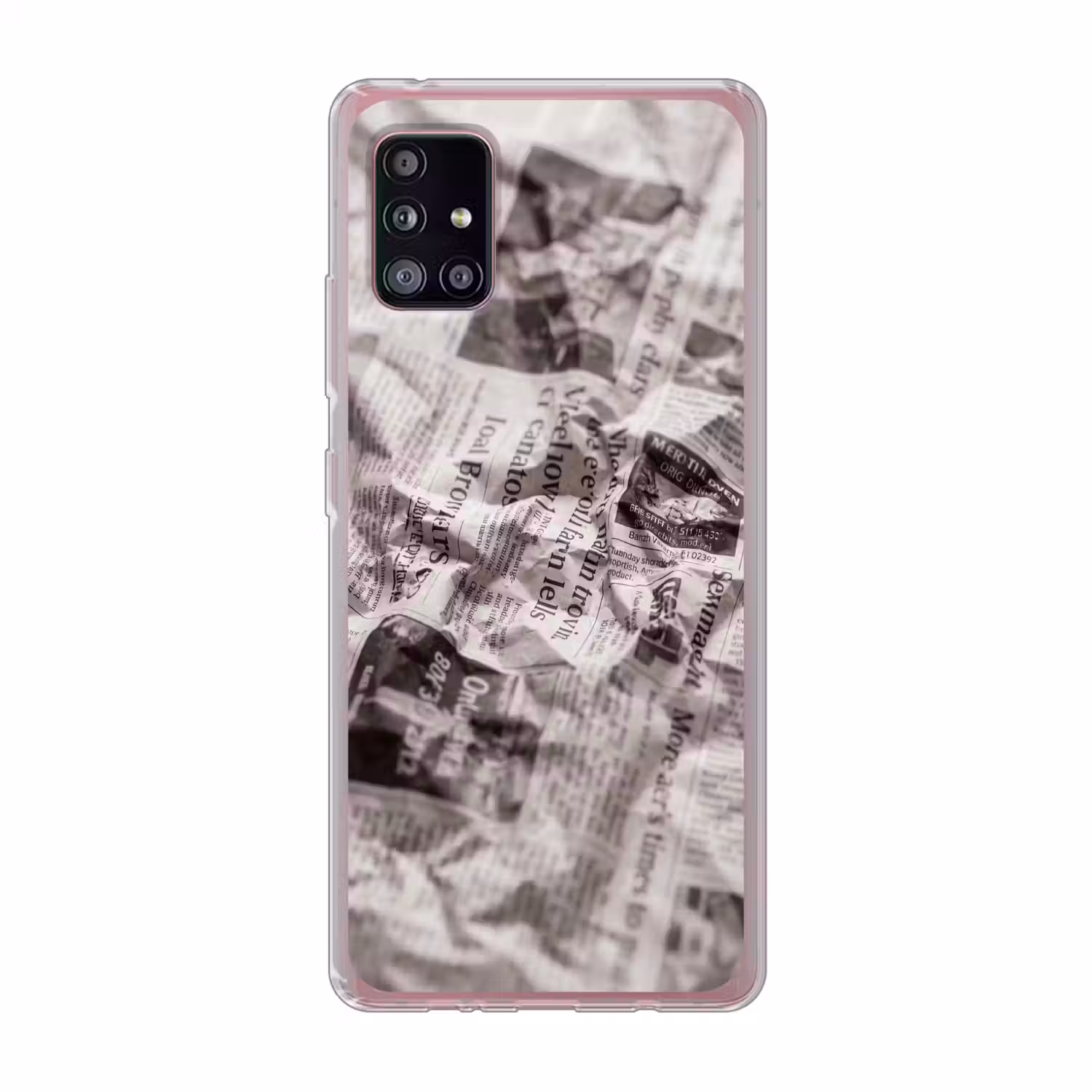 Krant - Gekreukeld - Textuur - Vintage - Zwart-wit Telefoonhoesje Samsung Galaxy A51 5G klein -3d