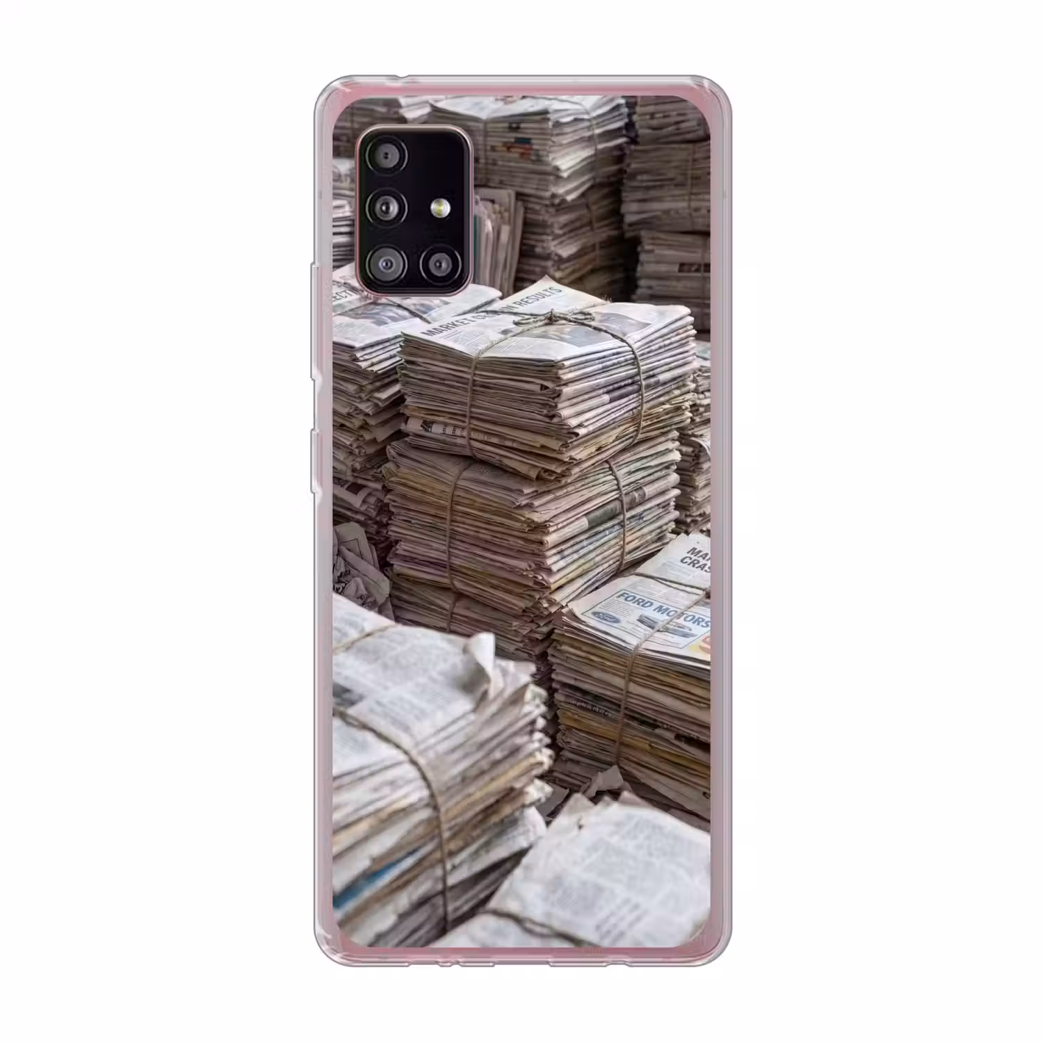 Kranten - Stapels - Touw - Informatie - Vintage Telefoonhoesje Samsung Galaxy A51 5G klein -3d