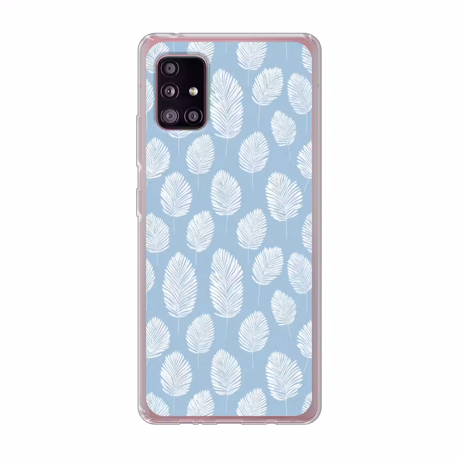 Palmbladeren - Naadloos - Patroon - Pastelblauw Telefoonhoesje Samsung Galaxy A51 5G klein 373 -3d