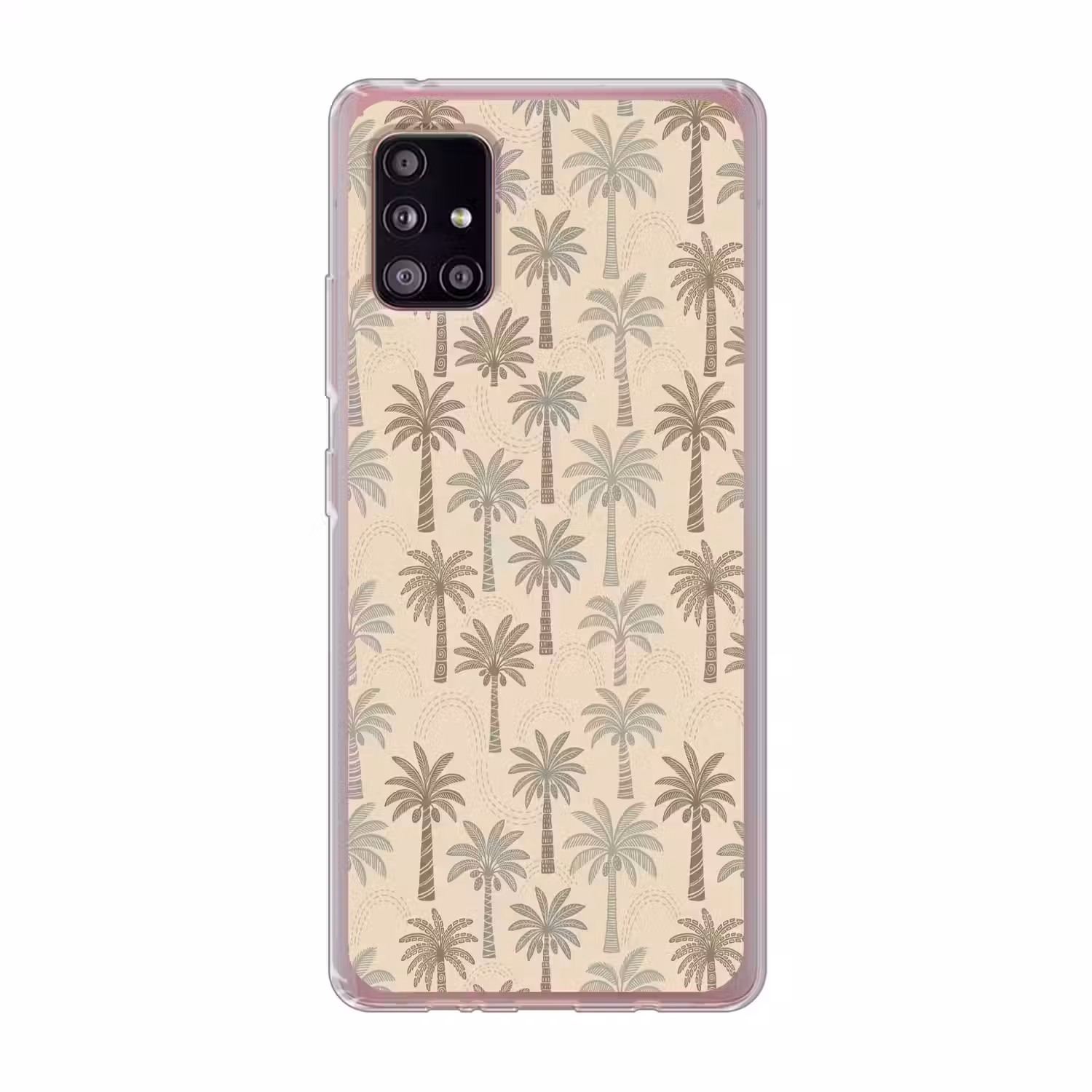 Palmbomen - Patroon - Tropisch - Beige Telefoonhoesje Samsung Galaxy A51 5G klein -3d