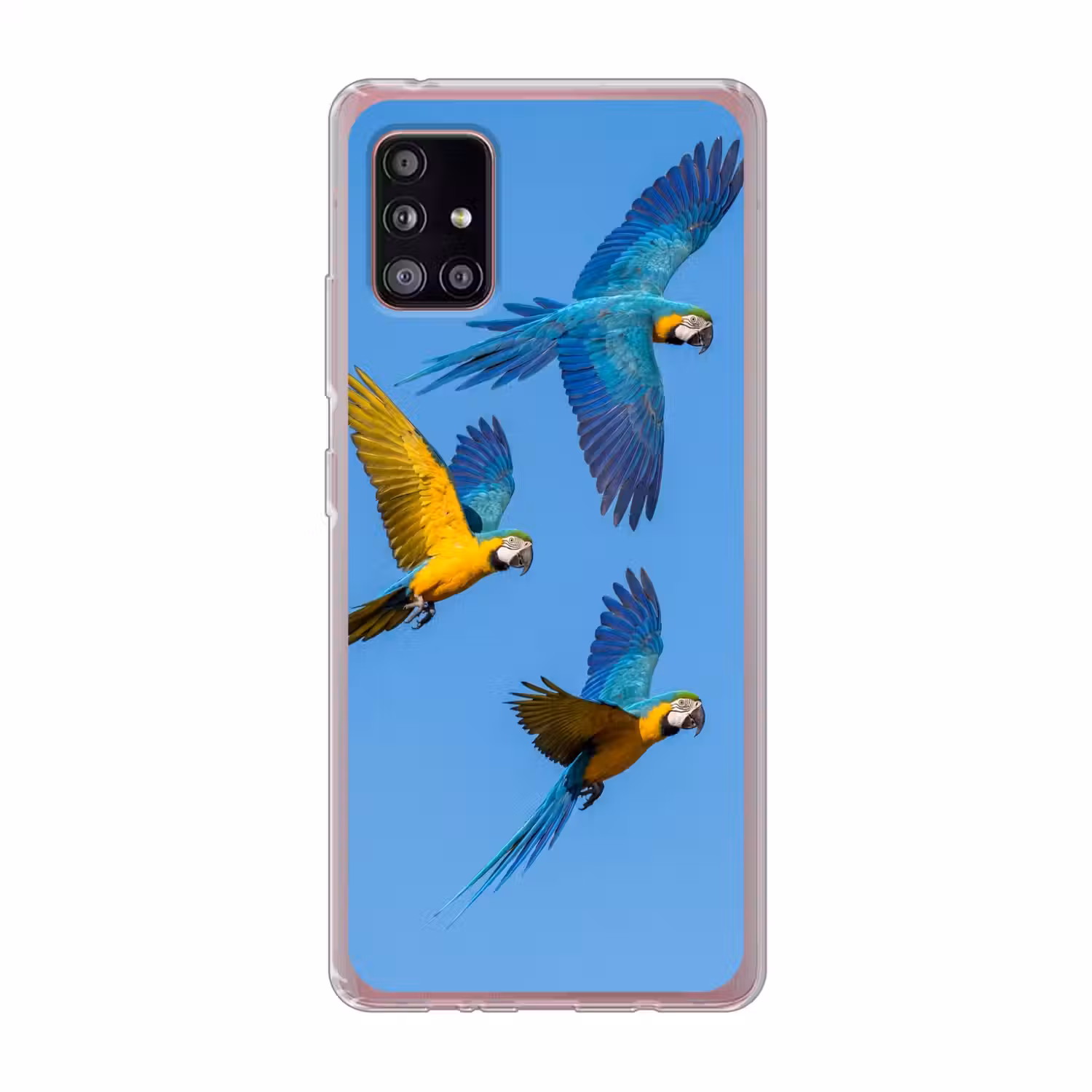 Papagaai - Vliegen - Blauw - Geel Telefoonhoesje Samsung Galaxy A51 5G klein -3d