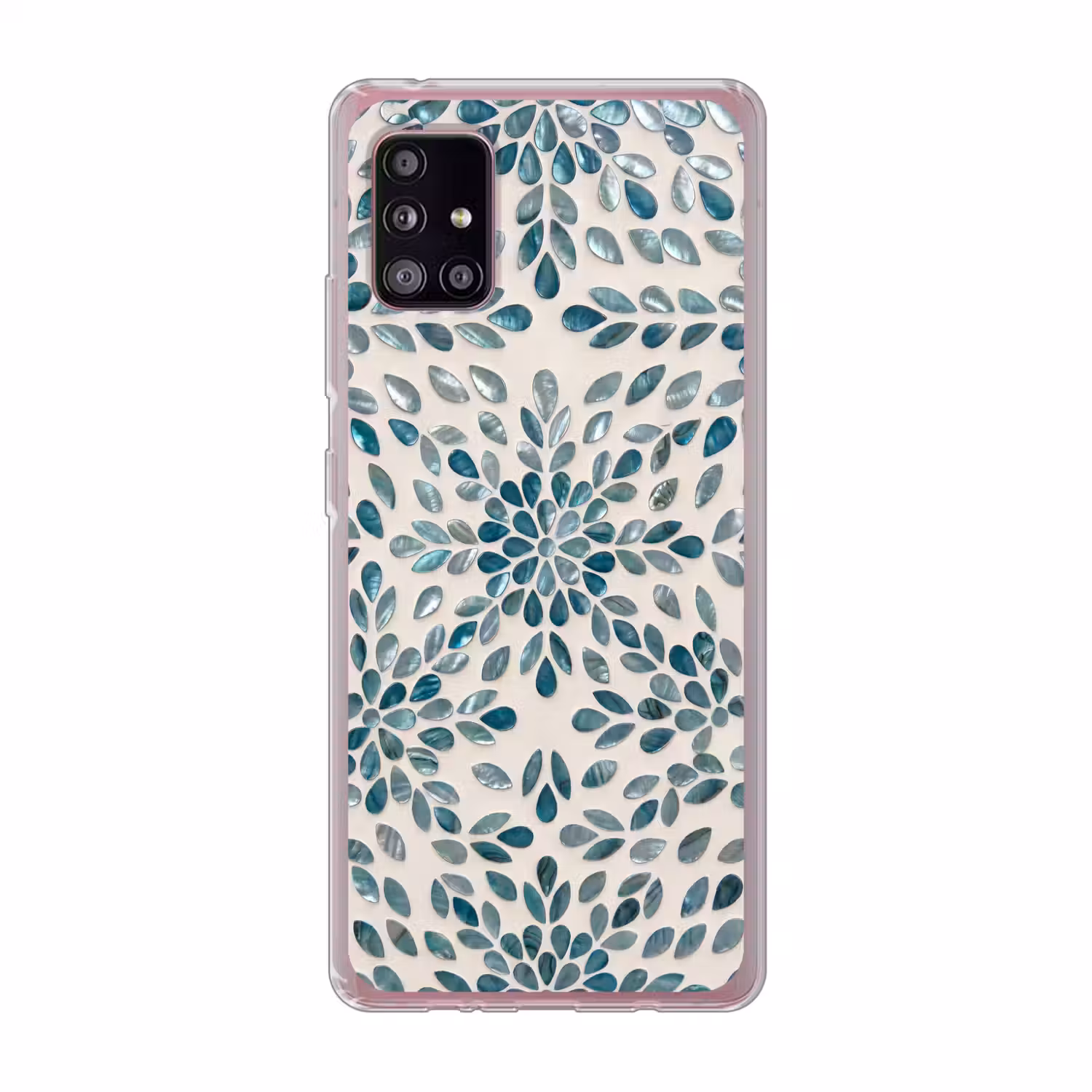 Patroon - Bladeren - Abstract - Modern - Turquoise Telefoonhoesje Samsung Galaxy A51 5G klein -3d