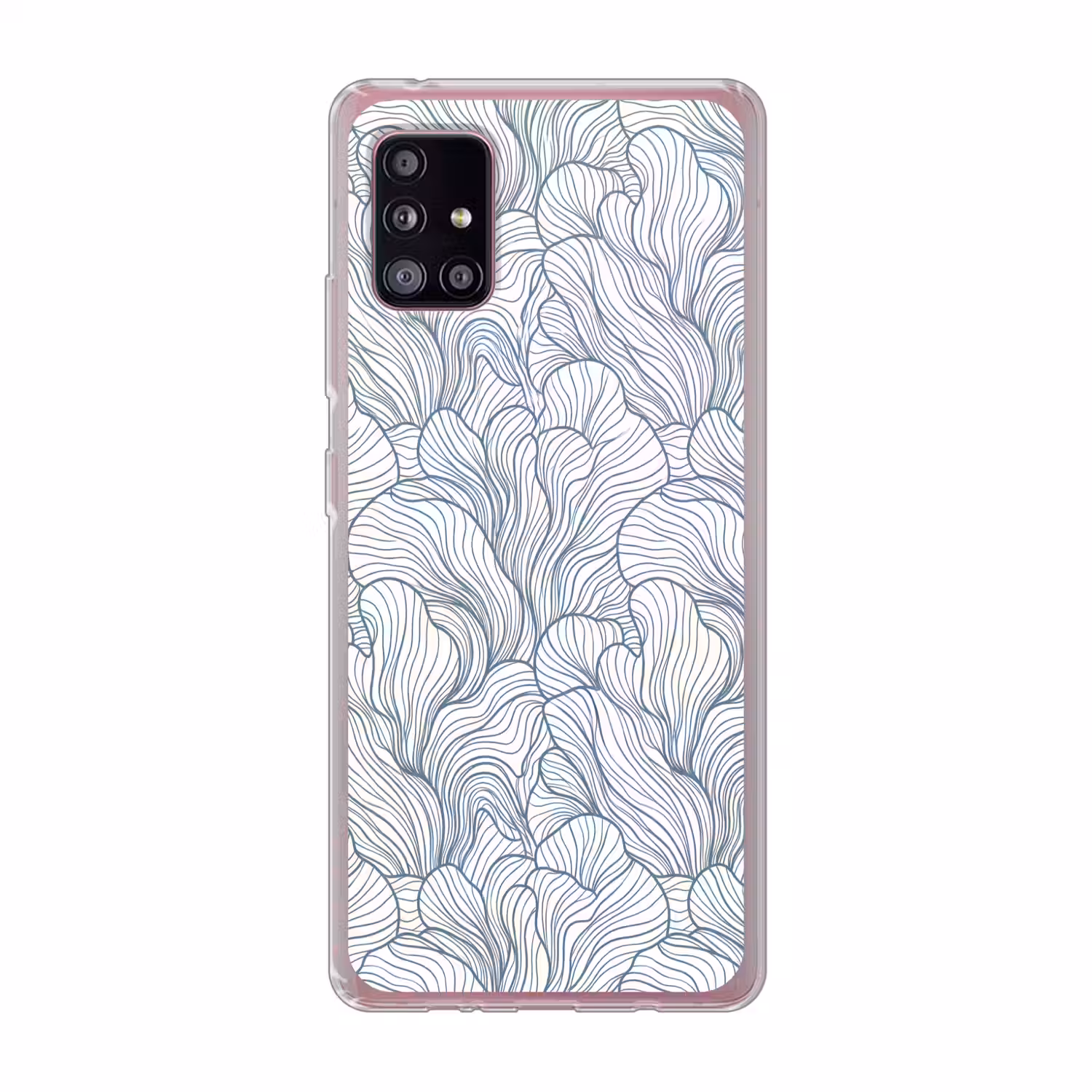 Patroon - Lijnen - Organisch - Abstract - Blauw Telefoonhoesje Samsung Galaxy A51 5G klein -3d
