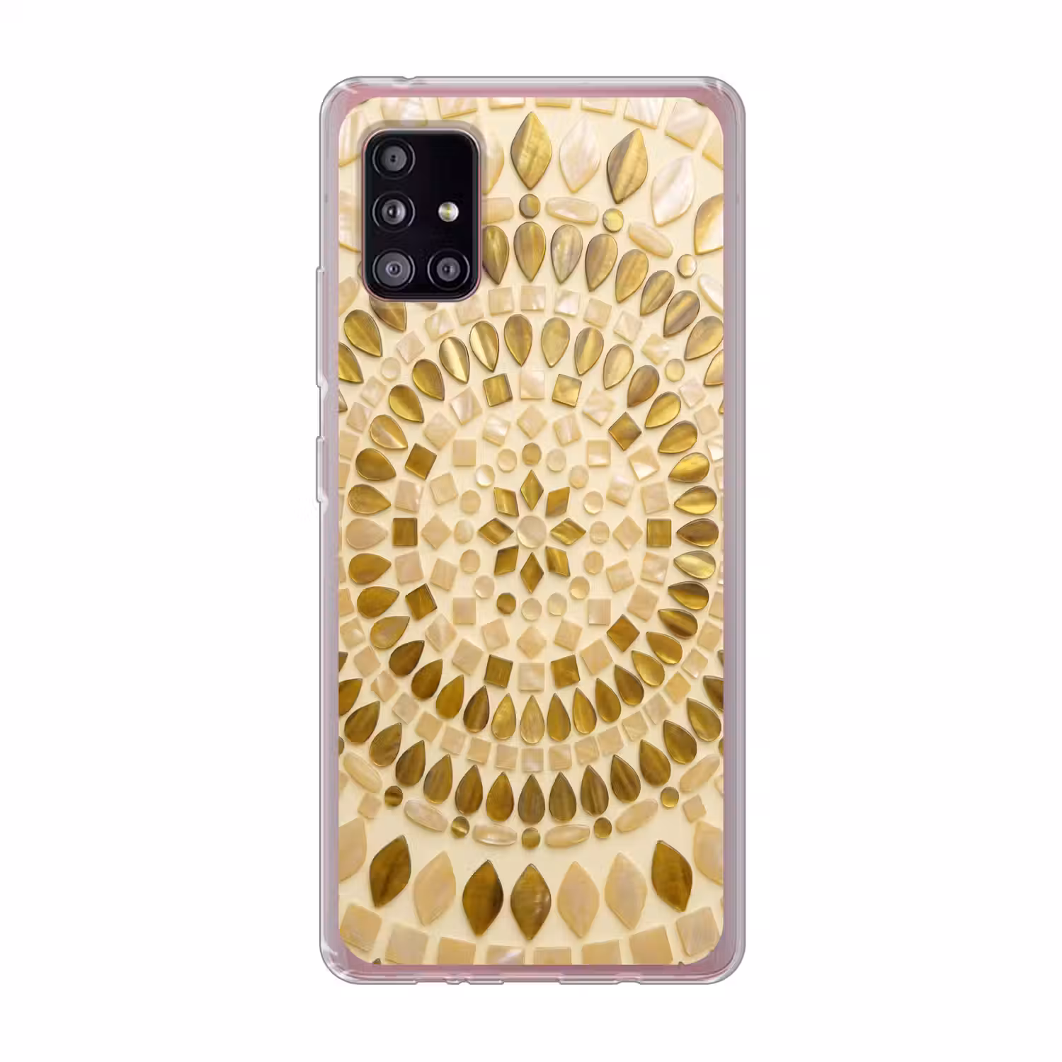 Patroon - Vormen - Mozaïek - Abstract - Goud Telefoonhoesje Samsung Galaxy A51 5G klein -3d