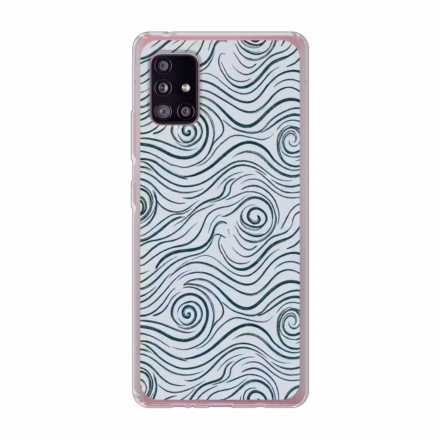 Patroon - Golven - Abstract - Modern - Blauw Telefoonhoesje Samsung Galaxy A51 5G klein -3d