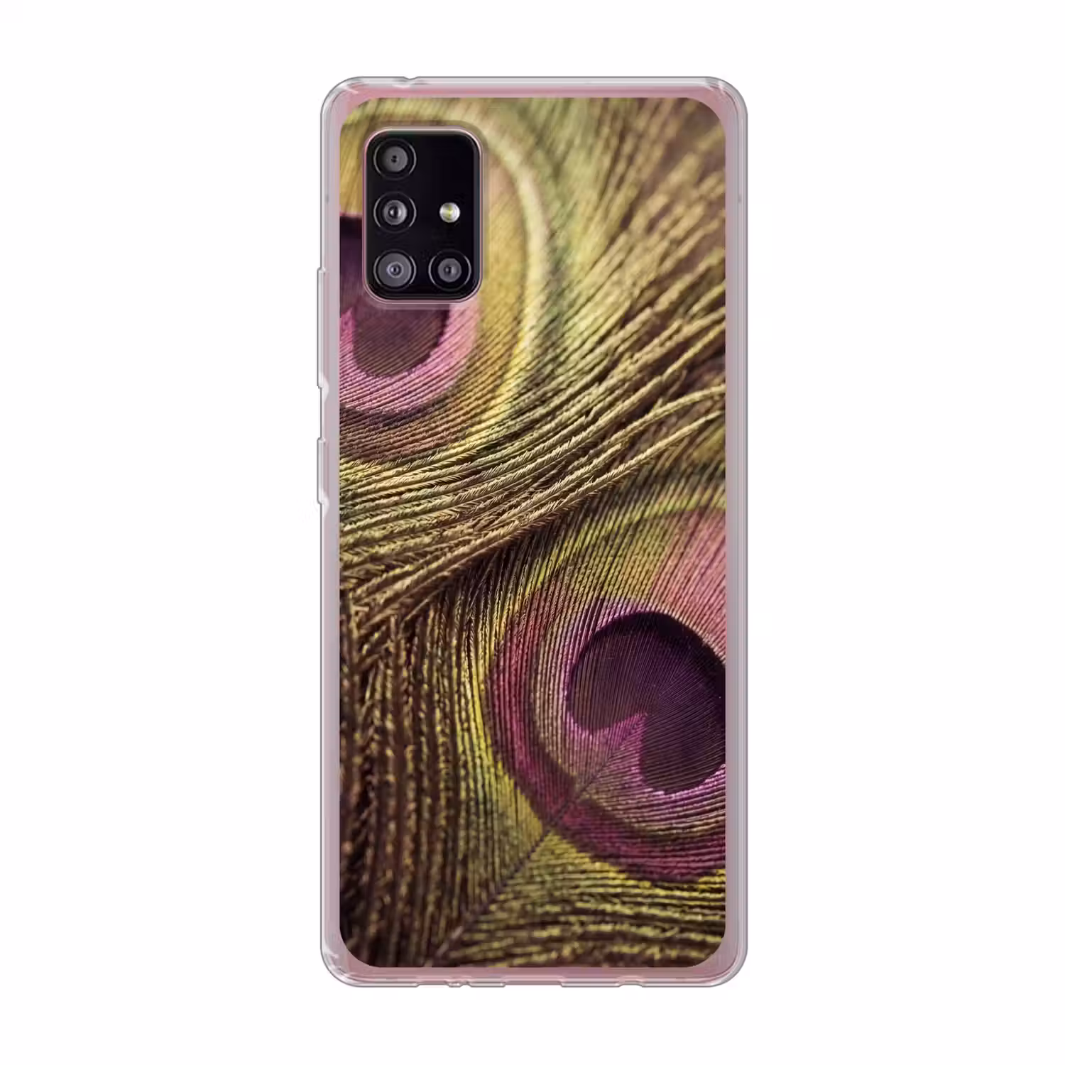 Pauw - Veren - Paars - Groen Telefoonhoesje Samsung Galaxy A51 5G klein -3d