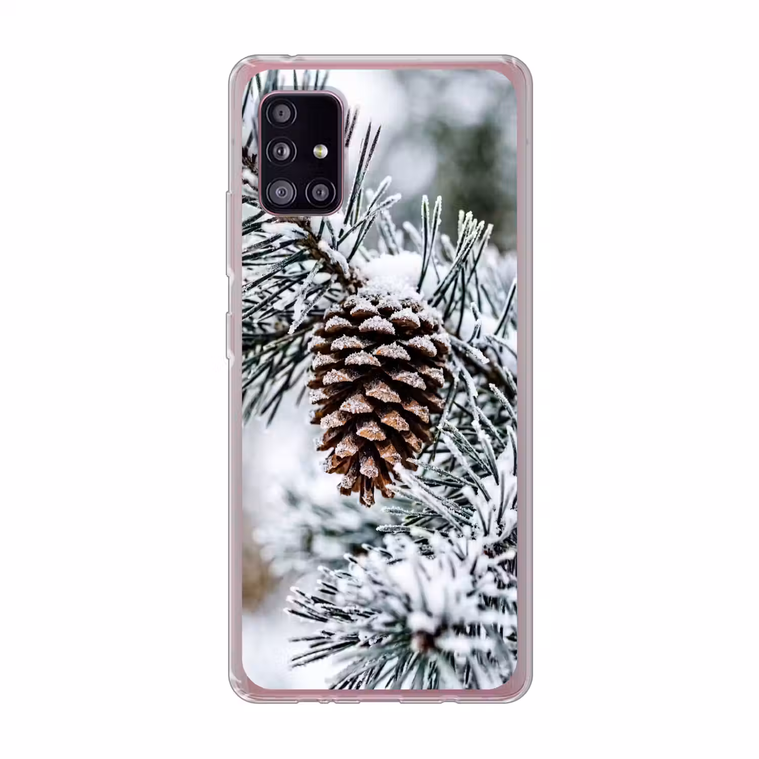 Dennenappel - Tak - Sneeuw - Winter - Sfeervol Telefoonhoesje Samsung Galaxy A51 5G klein -3d