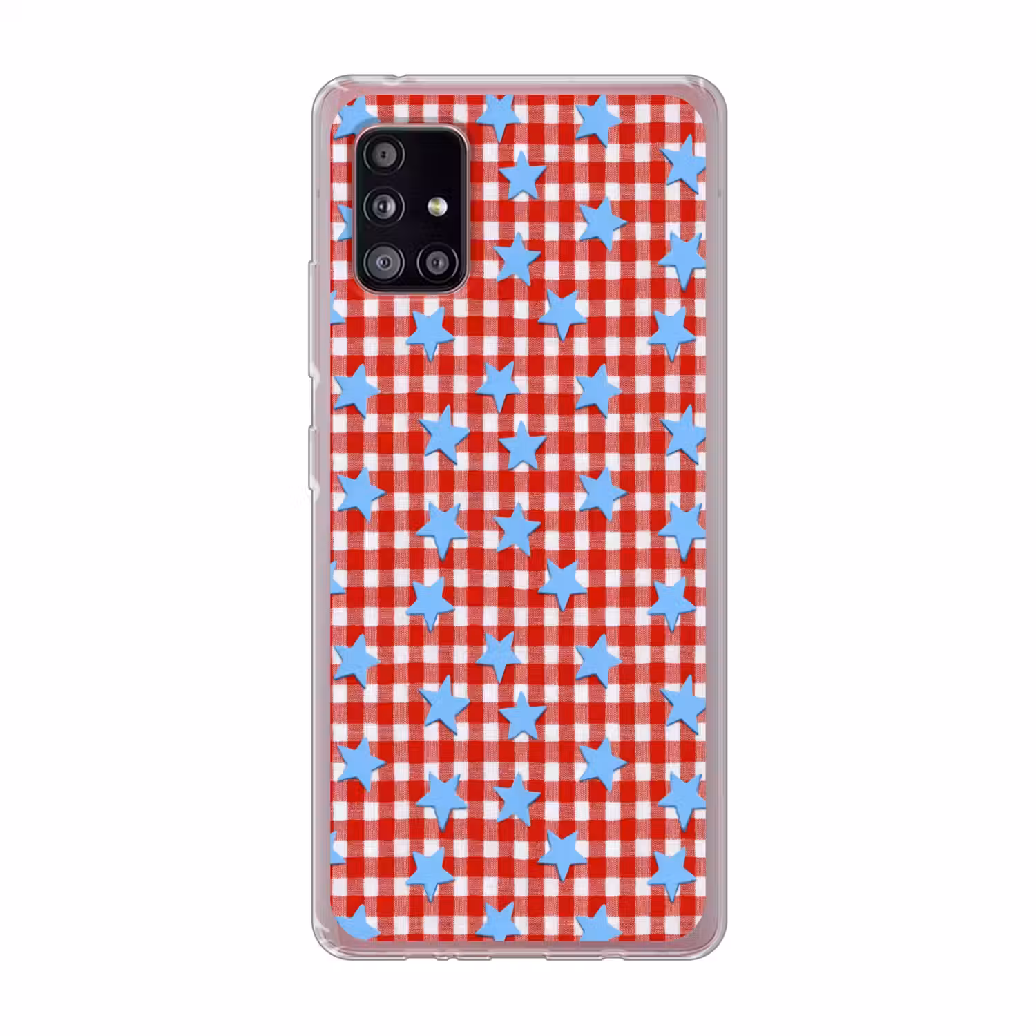 Ruit - Sterren - Rood Telefoonhoesje Samsung Galaxy A51 5G klein 373 -3d
