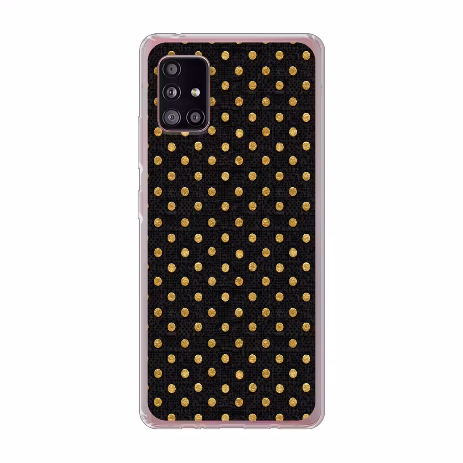 Polka Dot - Stippen - Goud - Zwart Telefoonhoesje Samsung Galaxy A51 5G klein 373 -3d